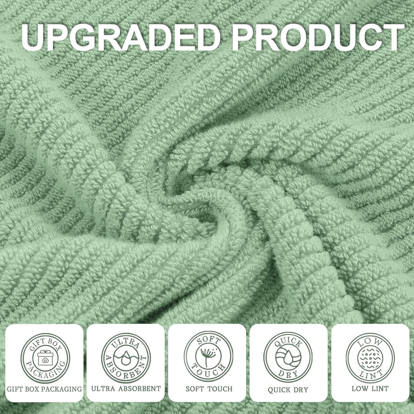 VOOVA & MOVAS Face Towels, 6PC 13"x13" - 100% Cotton | Quick Dry | Thick | Soft | Light Weight | Absorbent, Luxury Face Towels for Bathroom & Showering, Bathroom Decor, Mint Green