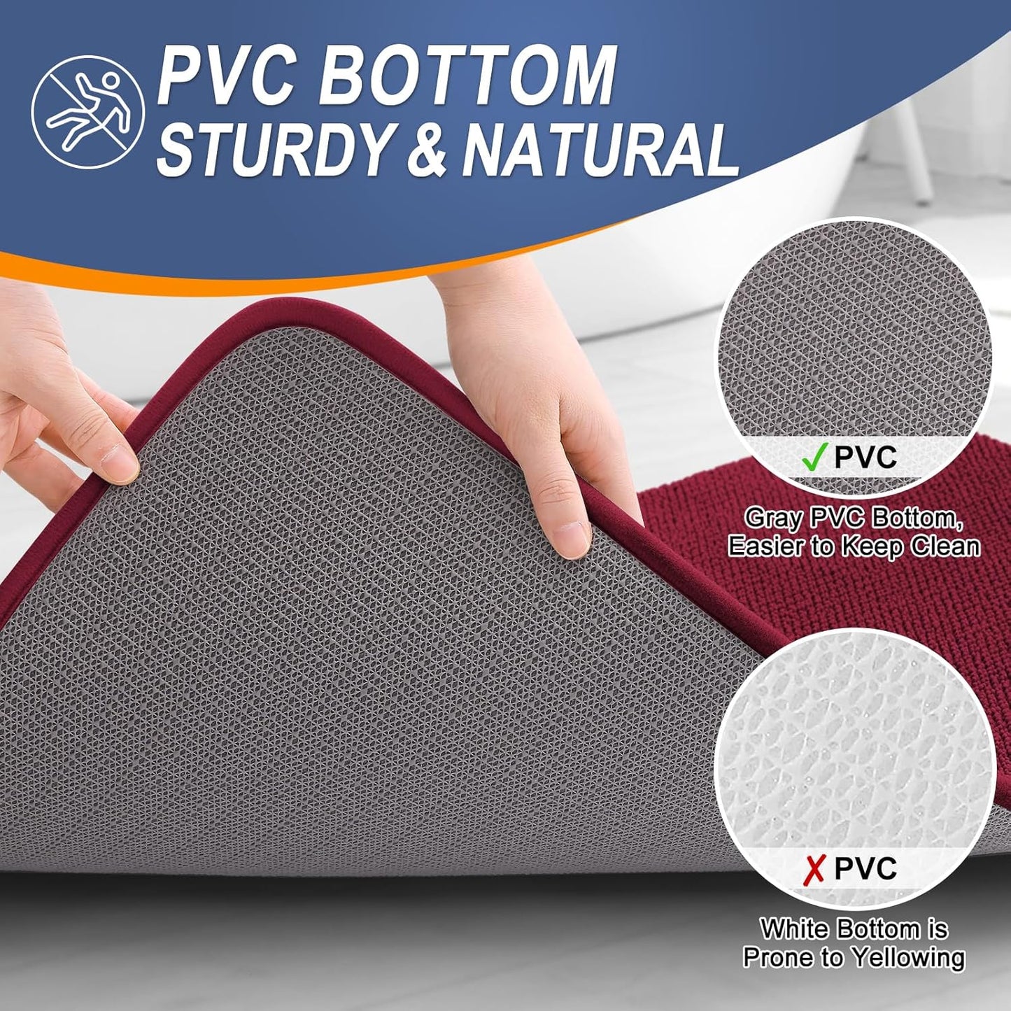 OLANLY Thick Memory Foam Bath Mat Rug 36x24, Extra Soft Absorbent Bathroom Rug, Quick Dry Bath Mats, Non-Slip, Machine Washable Carpet for Bathroom, Tub and Shower, Home Decor Accessories, Burgundy