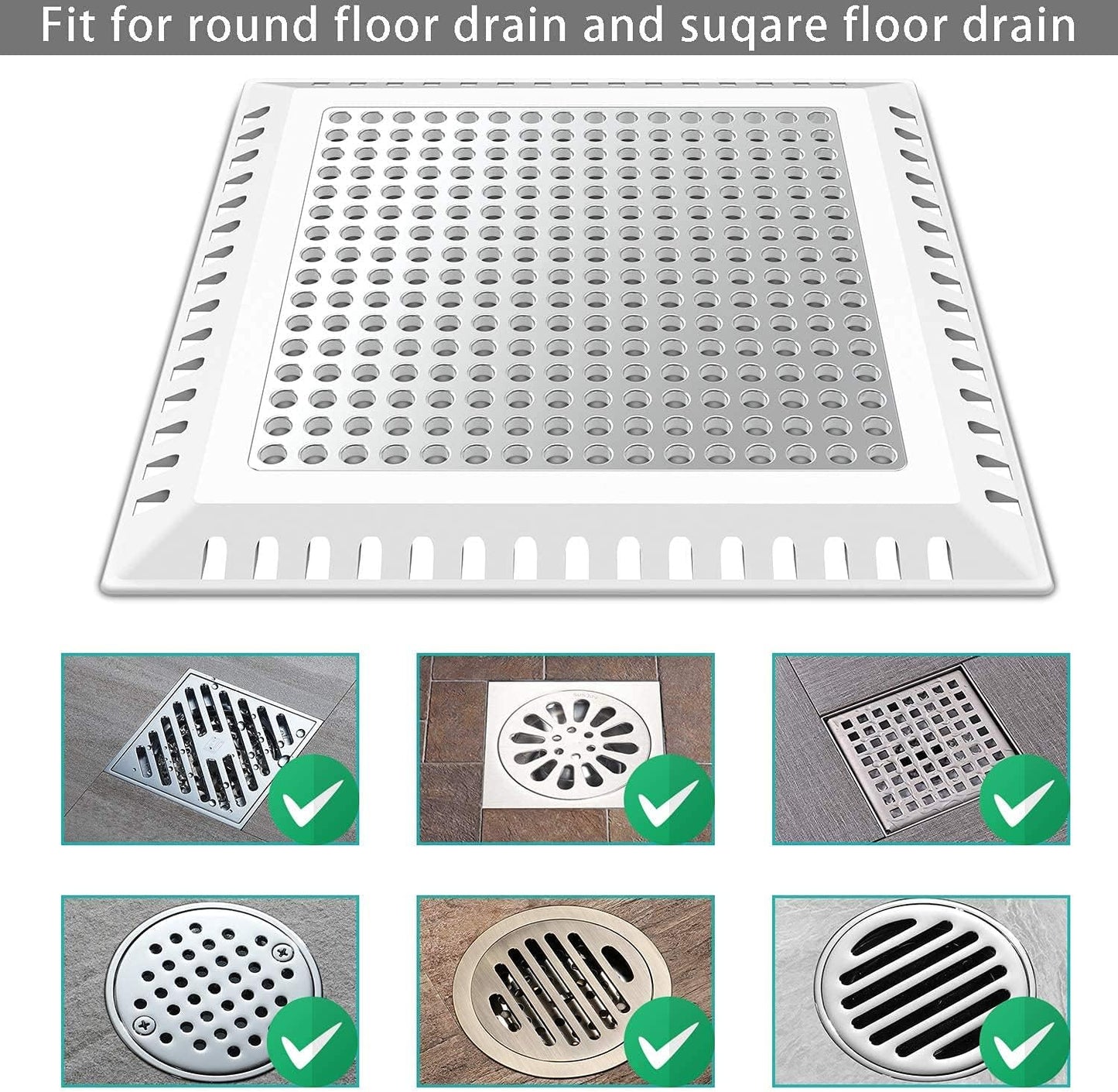 Hair Catcher/Drain Strainer/Shower Drain Cover for Bathroom Floor Drain, Stainless Steel and Silicone (Patented Product)