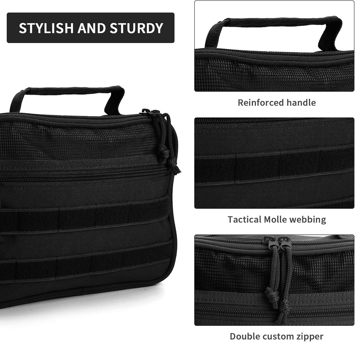 Tactical Travel Toiletry Bag for Men and Women, Hanging Travel Toiletries Organizer Dopp Kit, Toiletry Shaving Hygiene Bag,Bathroom Essentials Men's Toiletry Bag for Short Trips Camping - Black