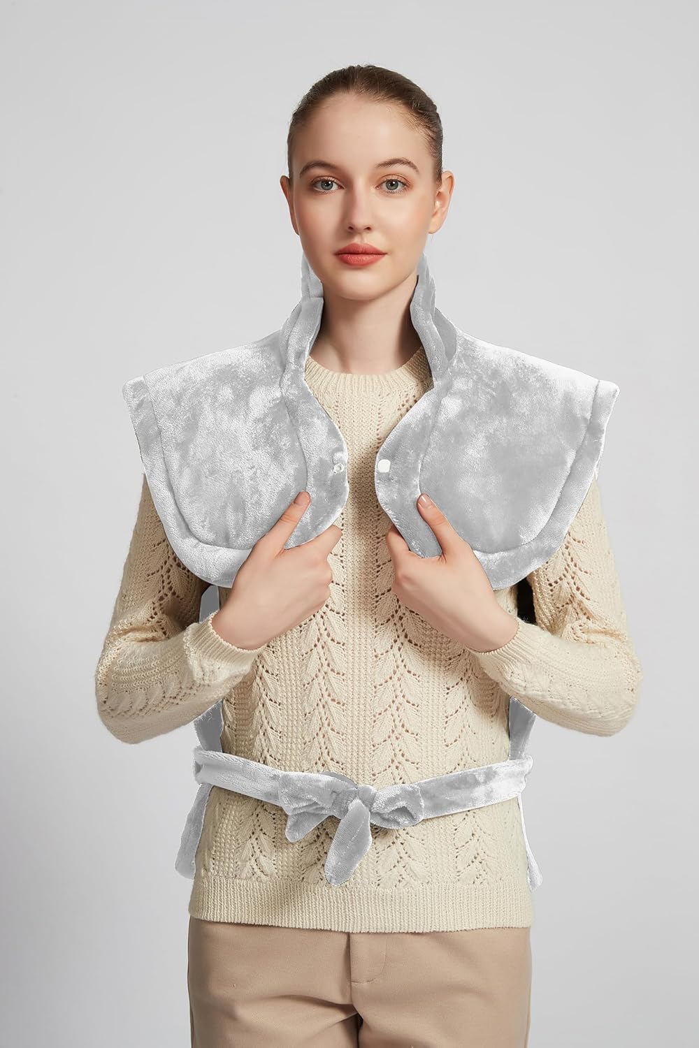 Ambershine 26"x35" XXXL King Size Neck& Shoulder& Back Heating Pad with 12 Temperature Settings& 4 Auto-Off Countdown Timers, Pain Relief for Back/Neck/Shoulder, Christmas gift for mom dad(Light Grey)