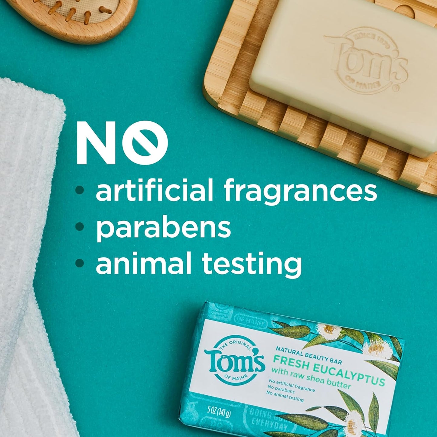 Tom’s of Maine Moisturizing Natural Beauty Bar Soap For Women and Men, Fresh Eucalyptus, 5 oz Bar (Pack of 6)