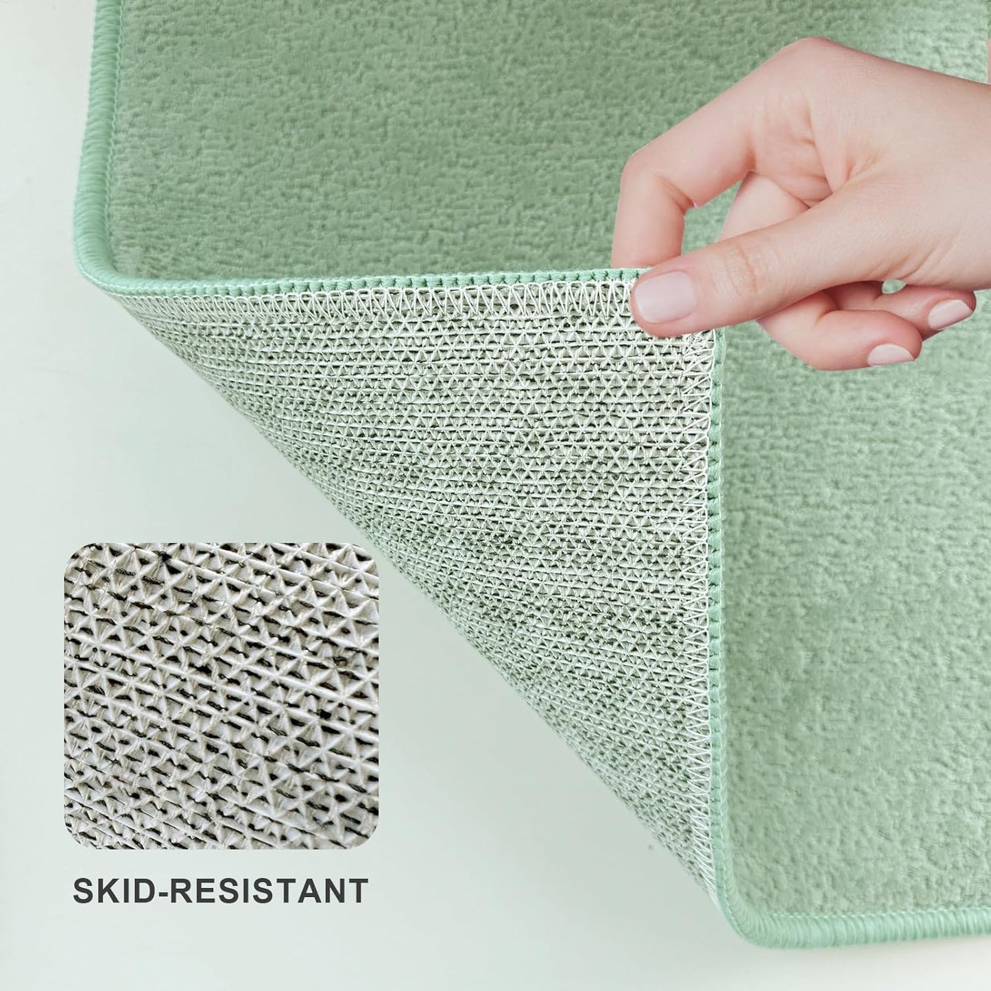 Bathroom Runner Rugs, Thin Absorbent Non-Slip Bath Mat, Quick Dry Low Pile Mats for Bathroom Floor Front of Bathtub,Shower Room,Sink,20"×47",Sage Green