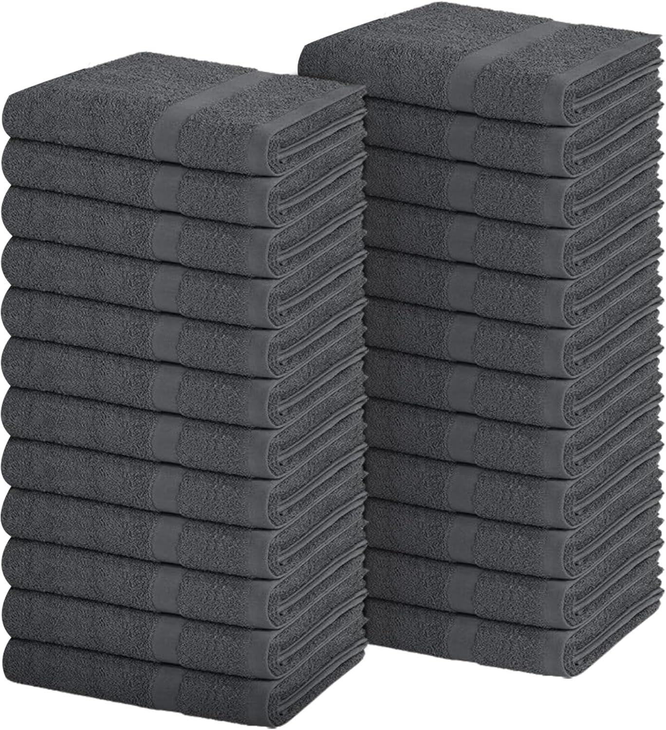 Pearl Linens Pack of 24 100% Cotton Hand Towels, Salon Towels for Spa, Gym and Bathroom Use, Hair Towels in Bulk, Soft, Absorbent, Quick Dry & Machine Washable, 16x27 inches, Grey