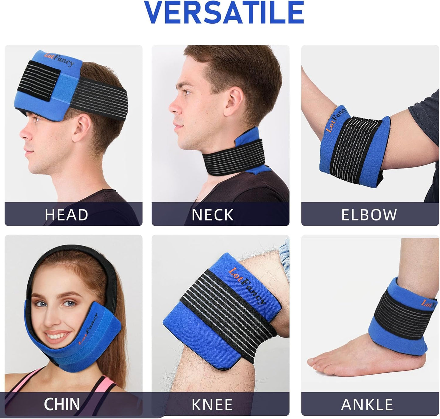 LotFancy Ice Packs for Injuries Reusable, 2 Gel Packs Wrap for Knee Head Neck Ankle Wrist Elbow Foot Legs Back Joint Pain Relief, Hot Cold Therapy for Surgery Recovery, First Aid, FSA HSA Eligible