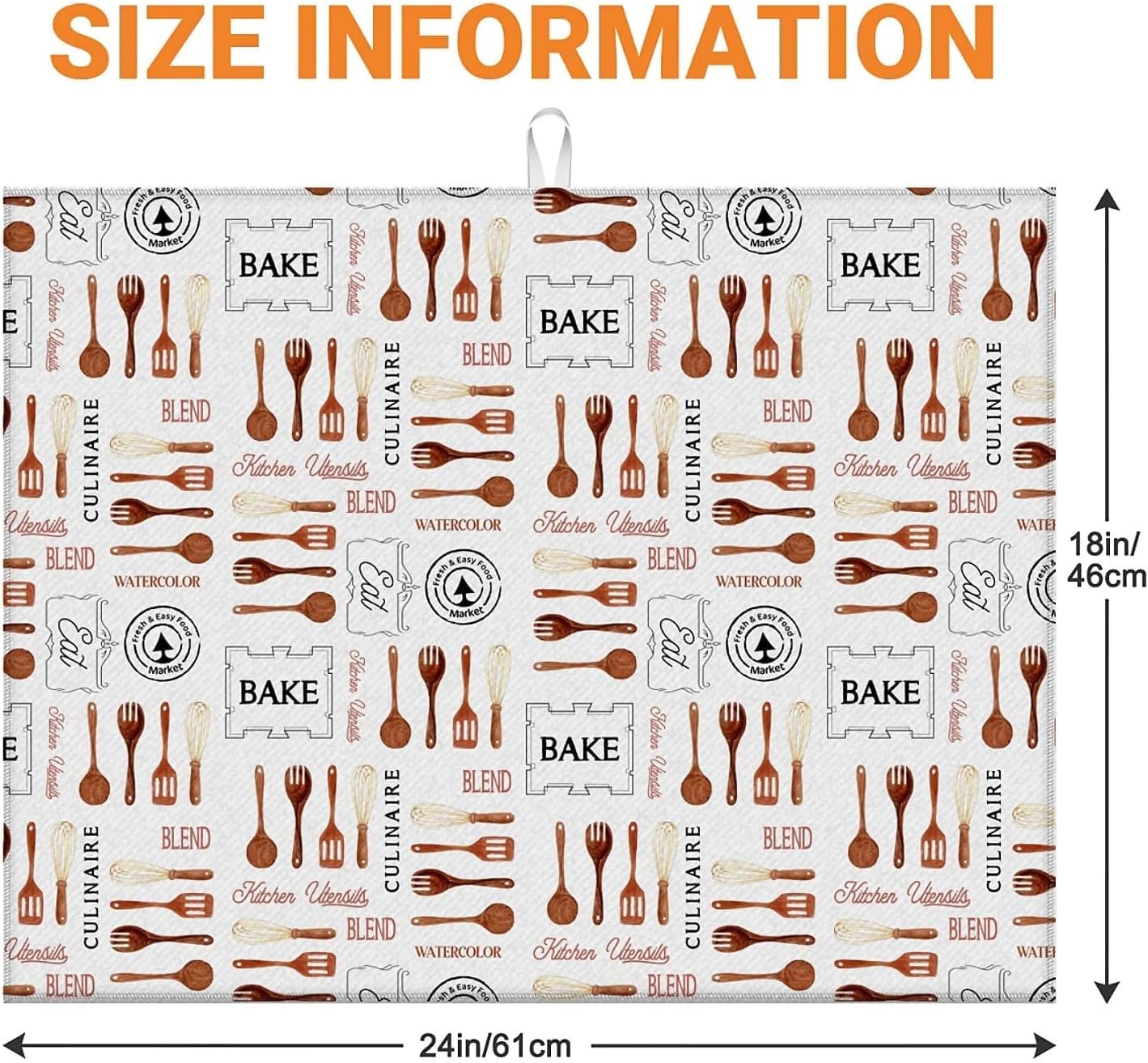 Dish Drying Mat For Kitchen Counter, Vintage Tableware Microfiber Absorbent Dish Drainer Rack Pad Reusable Large 18x24in Drying Mat