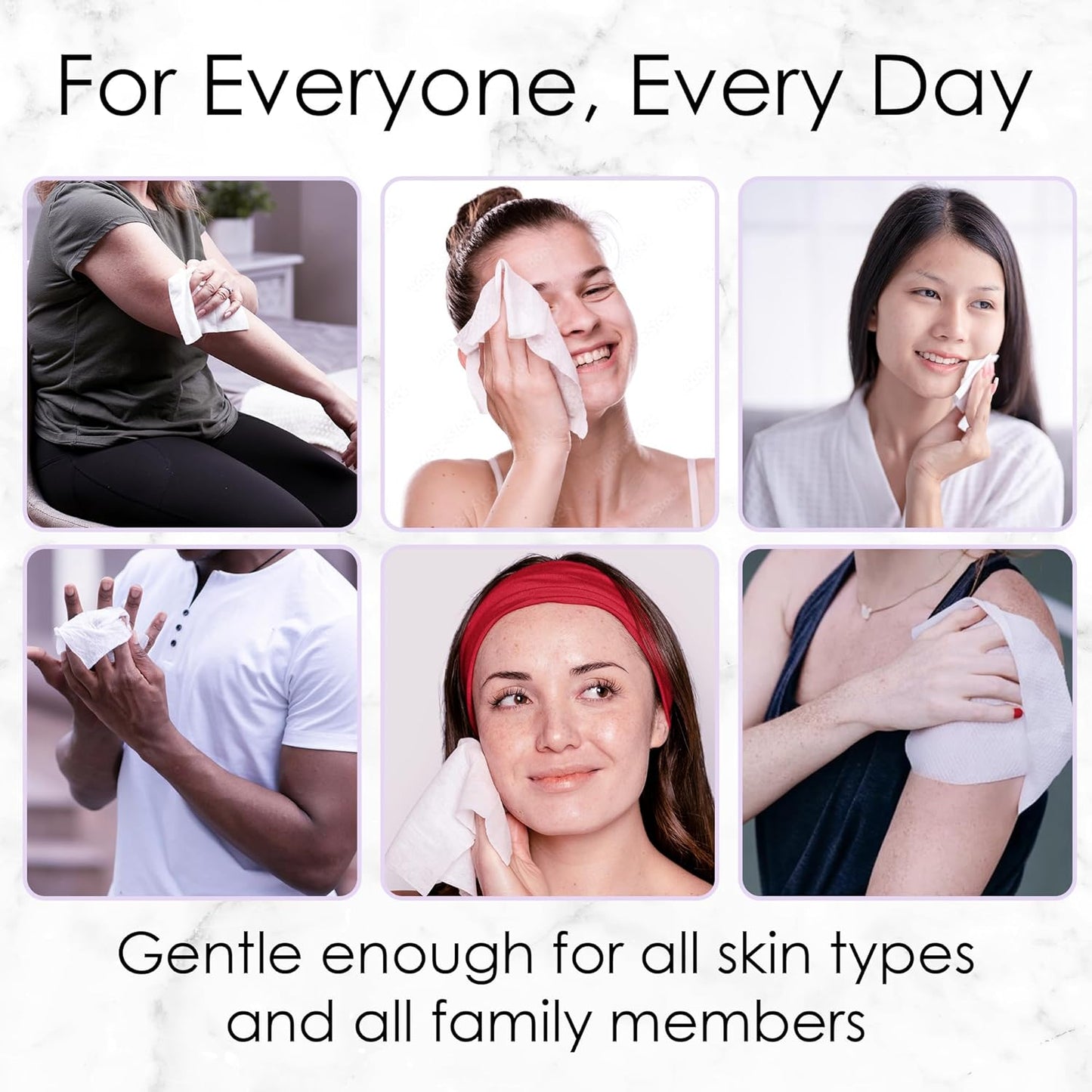 Lavender Face Wipes - 120 pcs - Gentle Makeup Remover Wipes for Women - Facial Cleansing Wipe with Aloe, Castor, Vitamin A and E - Extra Soft - Moisturizing