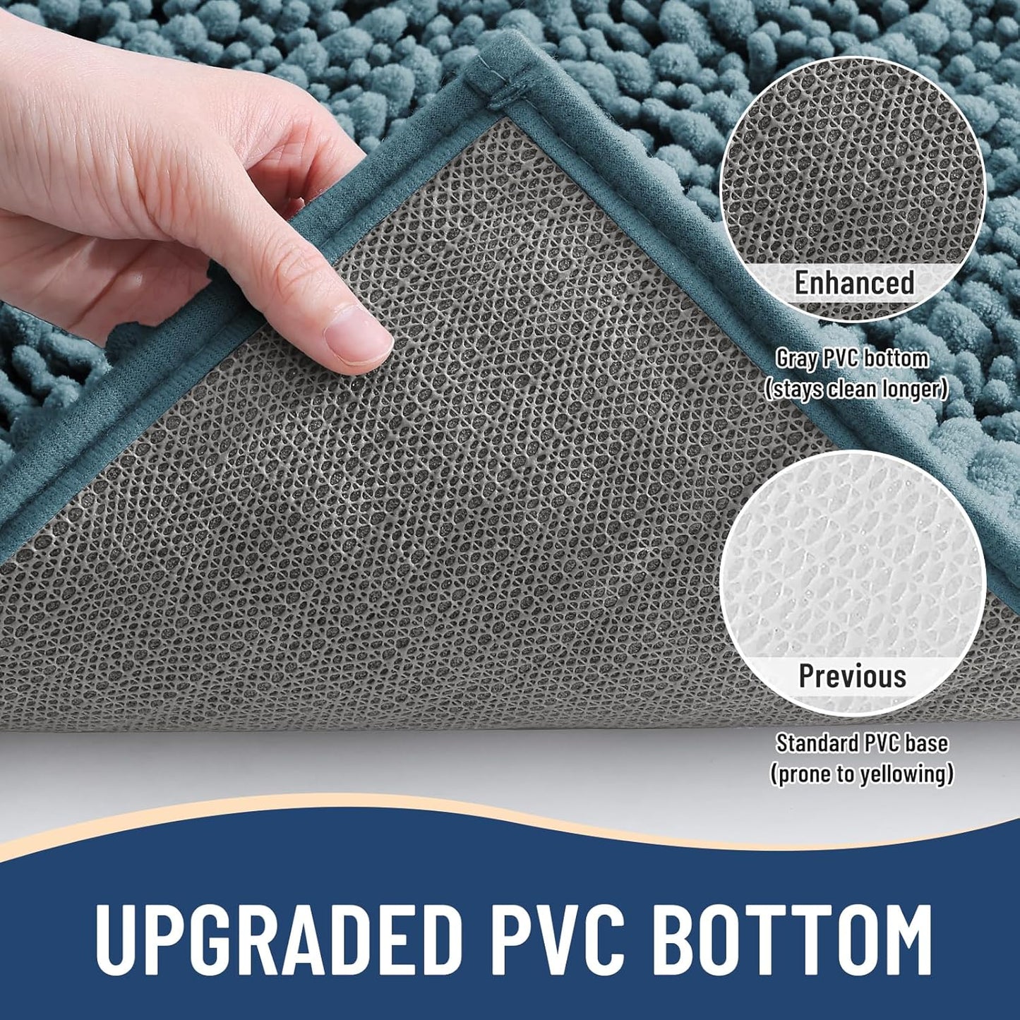 Arotive Luxury Chenille Bathroom Rug Mat, Extra Soft Thick Absorbent Shaggy Bath Rugs, Non-Slip Machine Wash Dry, Plush Bath Mats for Bathroom, Shower and Tub, 34x21, Smoky Gray