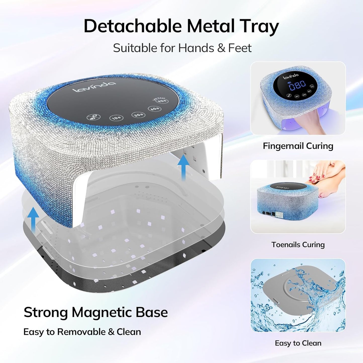 Lavinda UV Light for Gel Nails, 54W UV LED Nail Lamp Cordless Rechargeable Nail UV Lamp Nail Light with 4 Timer and LCD Display, Professional Nail Polish Curing Lamp Nail Dryer for Salon Use