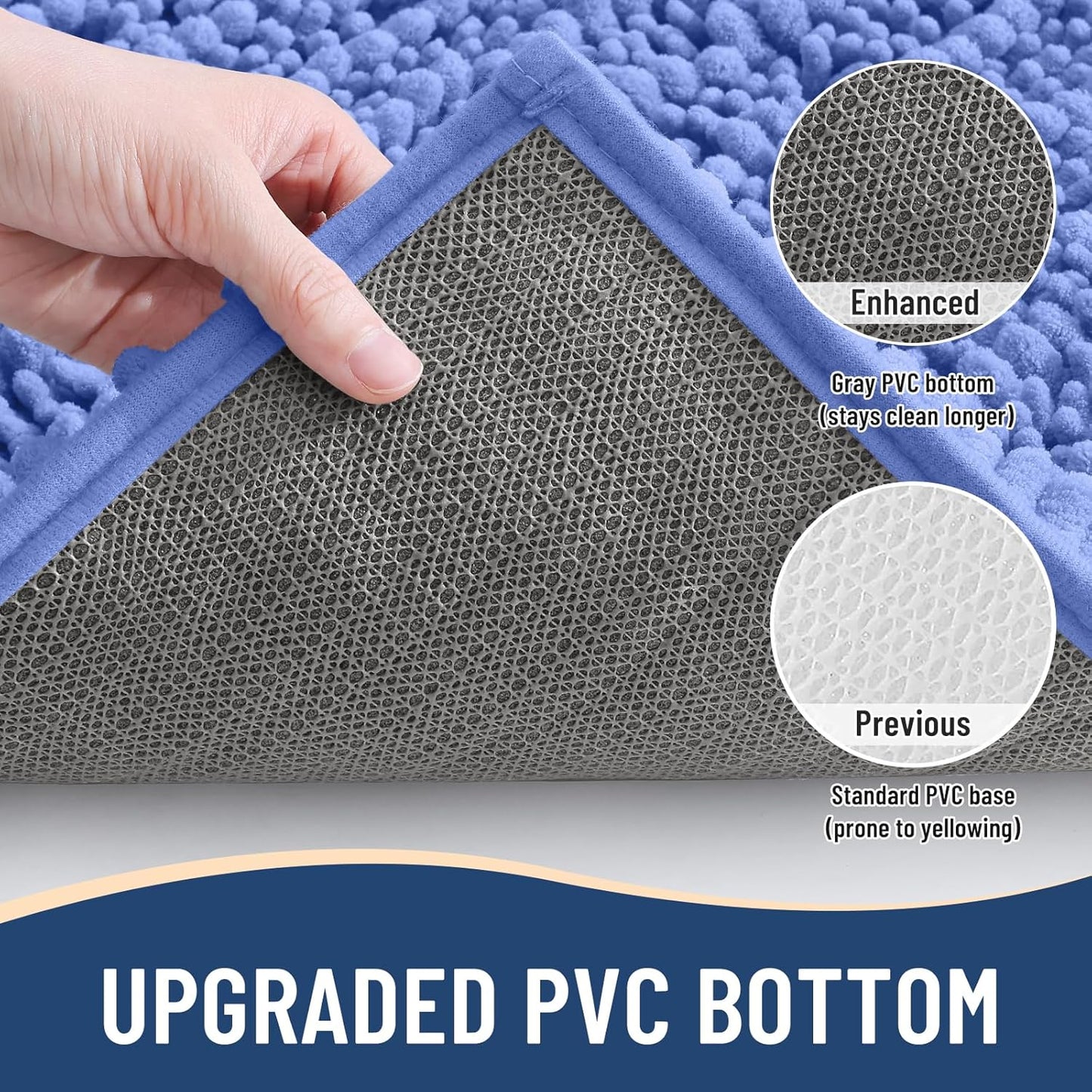 Arotive Luxury Chenille Bathroom Rug Mat, Extra Soft Thick Absorbent Shaggy Bath Rugs, Non-Slip Machine Wash Dry, Plush Bath Mats for Bathroom, Shower and Tub, 36x24, Cornflower Blue