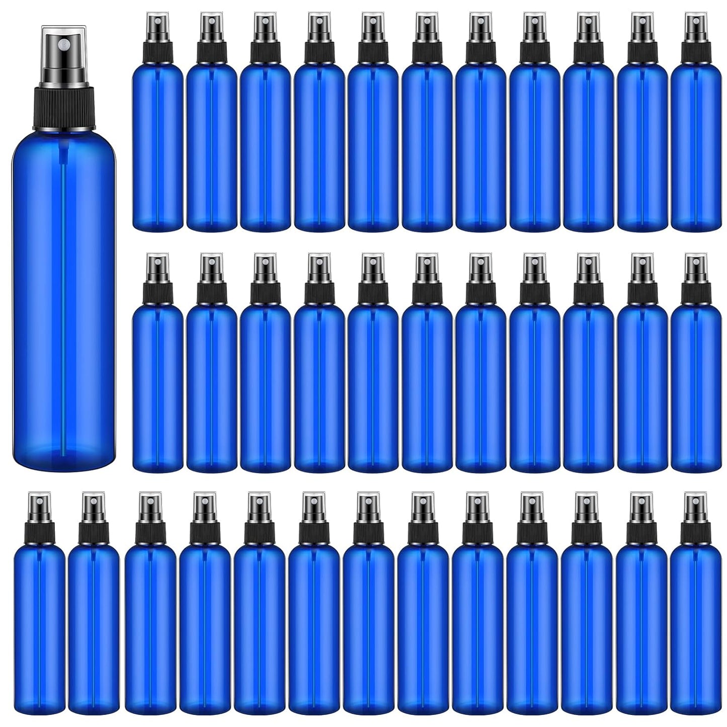 Eccliy 32 Pcs 8 oz Spray Bottles Fine Mist Cleaning Bottles Clear Empty Plastic Travel Sprayer Refillable Sprayer with Cap for Cleaning Solutions Oils Travel Perfumes(Blue,Clear)