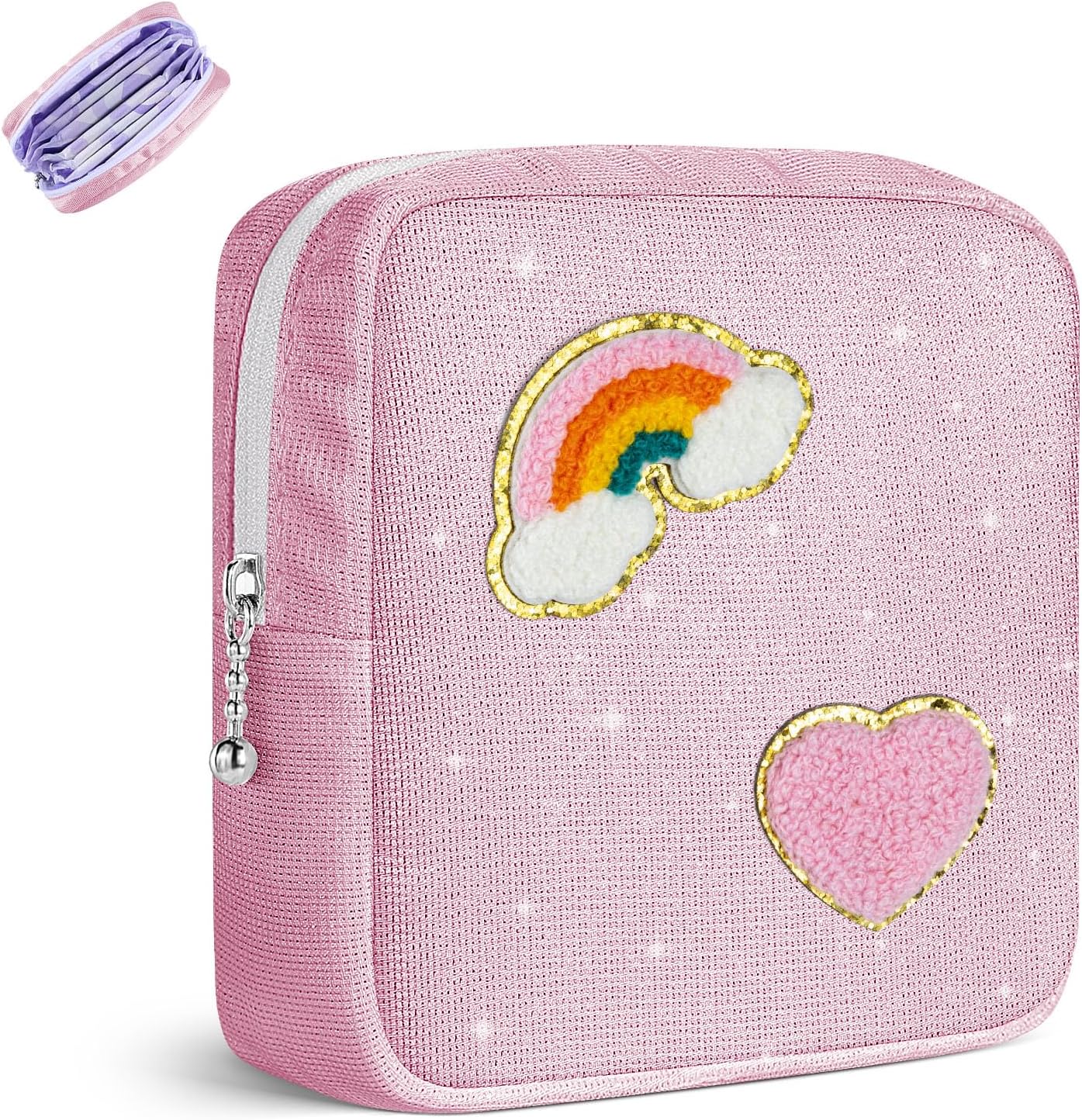 Period Bag for Teen Girls, Canvas Sanitary Napkin Storage Bag with Zipper, Portable Menstrual Pad Bag Tampon Holder for Purse