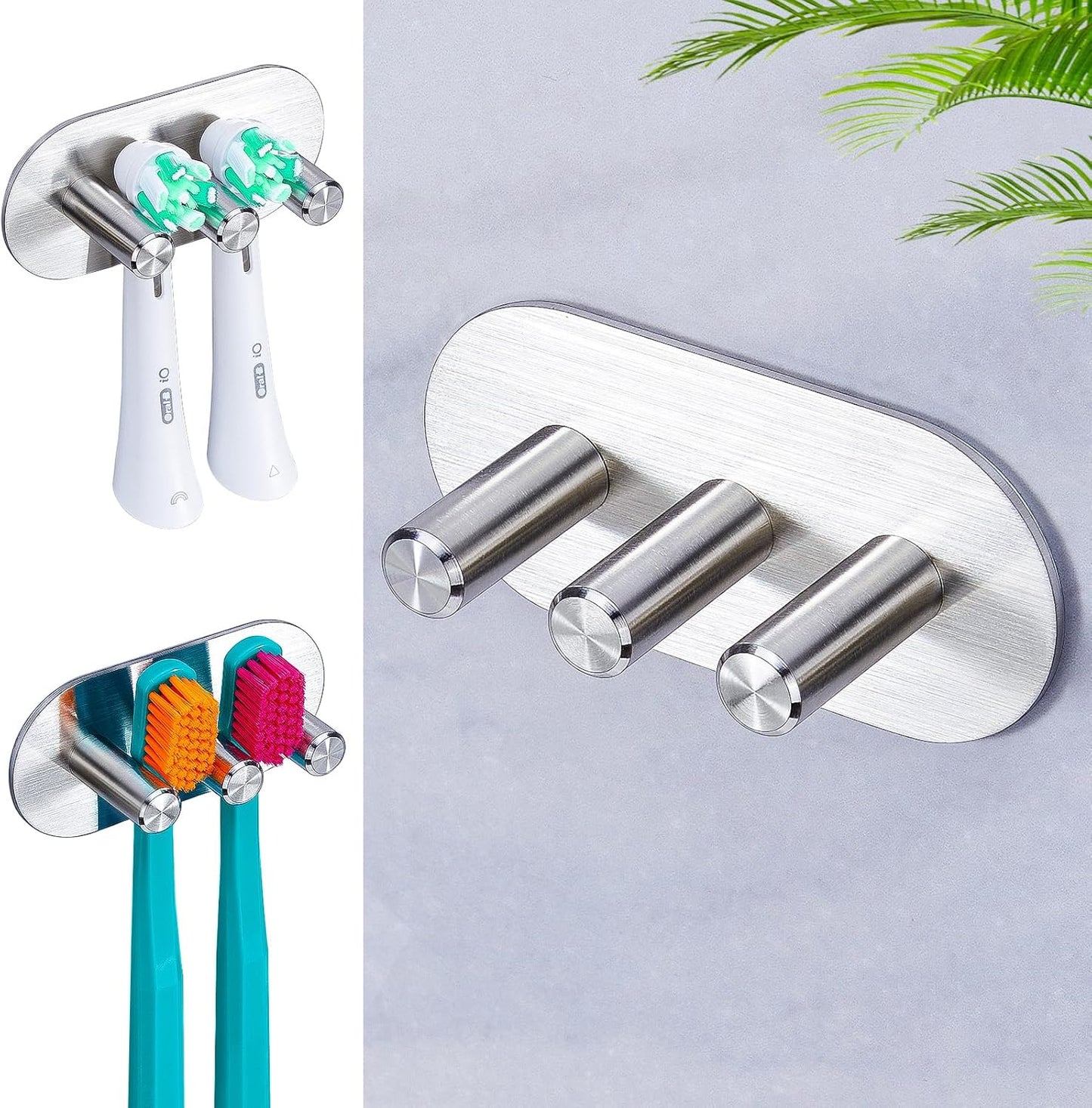 Electric Toothbrush Head Holder for Bathroom Shower, Toothbrush Holders Wall Mounted, Tooth Brushing Holder, Self Adhesive Toothbrush Storage Organizer Toothbrush & Razor Holder (Small)