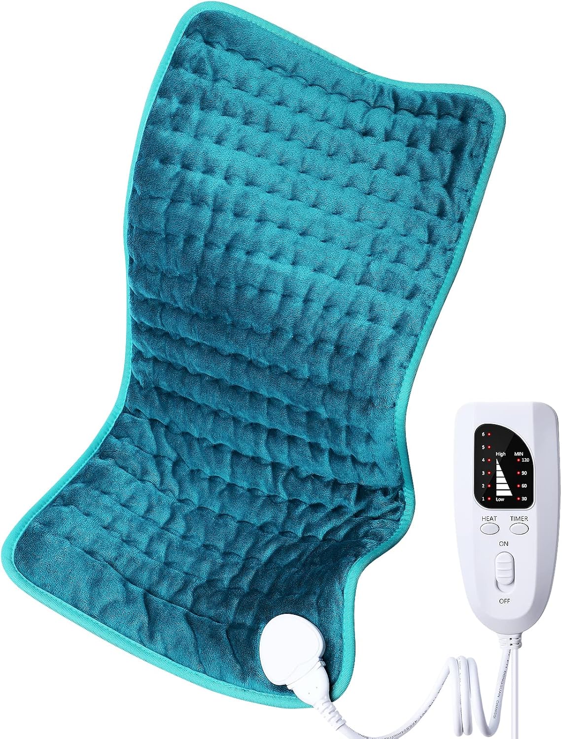 Electric Heating pad for Back/Shoulder/Neck/Knee/Leg Pain Relief, 6 Fast Heating Settings, Auto-Off, Machine Washable, Moist Dry Heat Options, Extra Large 12"x24"