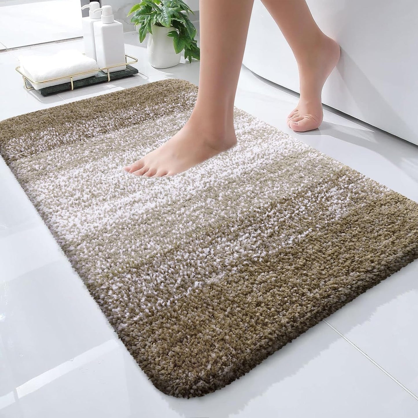 OLANLY Bathroom Rugs Mat 24x16, Extra Soft Absorbent Microfiber Bath Rugs, Rubber Backing, Quick Dry, Machine Washable Bath Mats for Bathroom Floor, Tub and Shower, Home Decor Accessories, Coffee