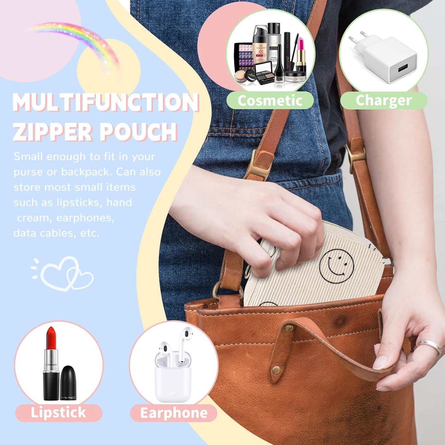 Period Bag for Teen Girls Shark Week Pouch Corduroy Portable Sanitary Pad Bags for Period Teen Period Pads Pouch for Panty Liners, Tampons, Menstrual Cup - Beige