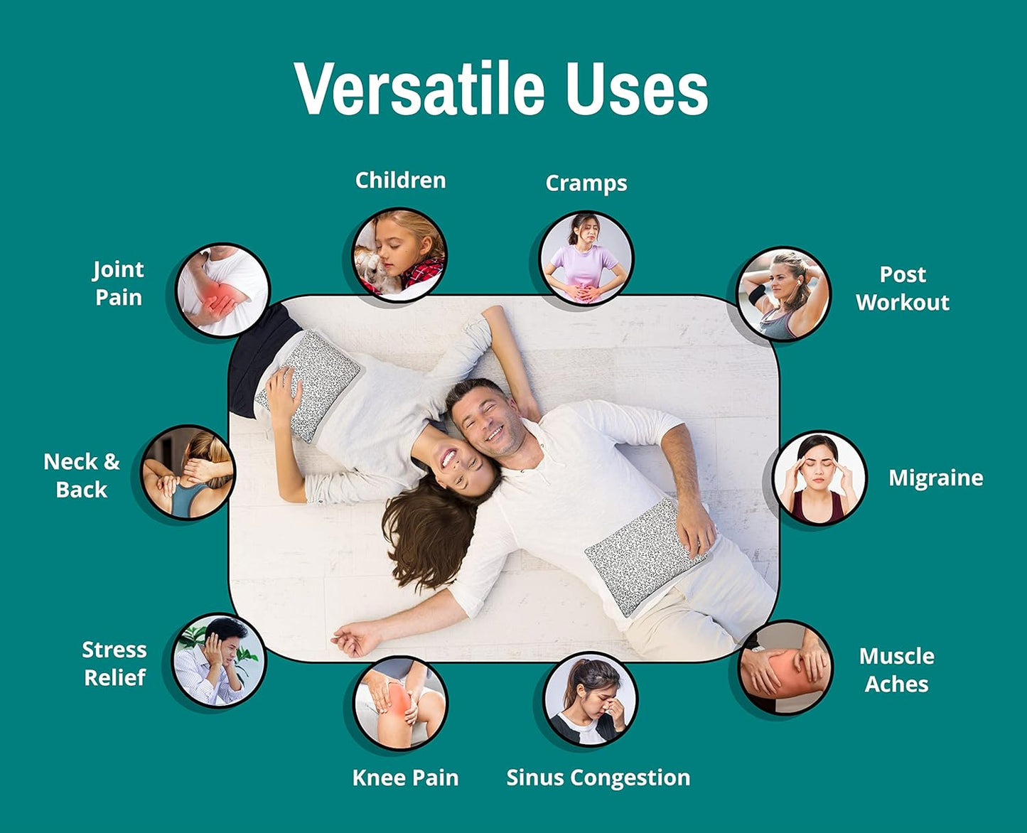 Microwavable Corn Filled Heating Pad and Cold Pack/Washable 100% Cotton Cover (Vines - Black and White, 7.5in W x 11in L)