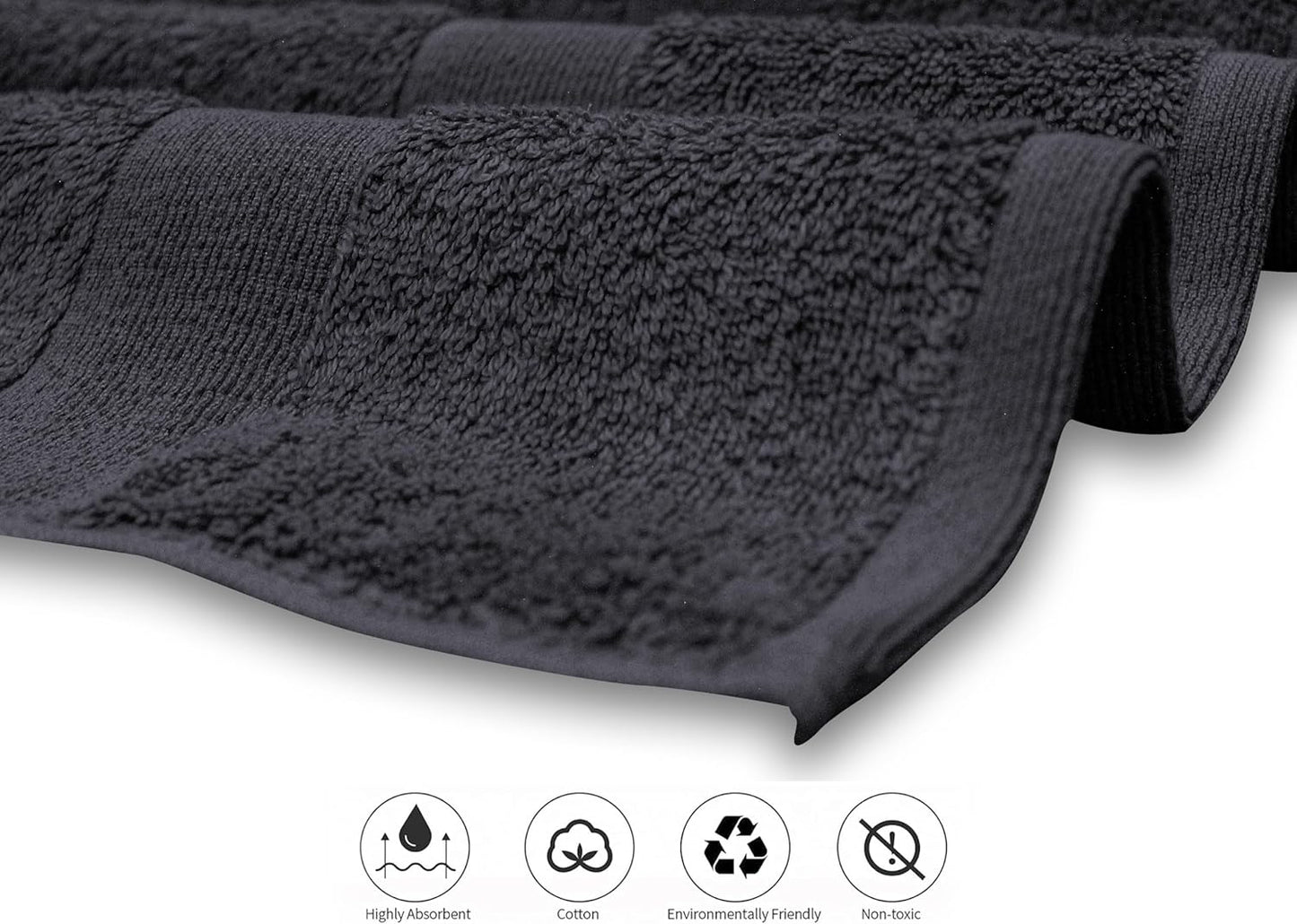 Softolle Luxury 8 Piece Towel Set, 2 Bath Towels 2 Hand Towels 4 Washcloths, 100% Cotton Towels for Bathroom, Home, Spa & Gym - Highly Absorbent Ultra Soft Quick-Dry (Grey)