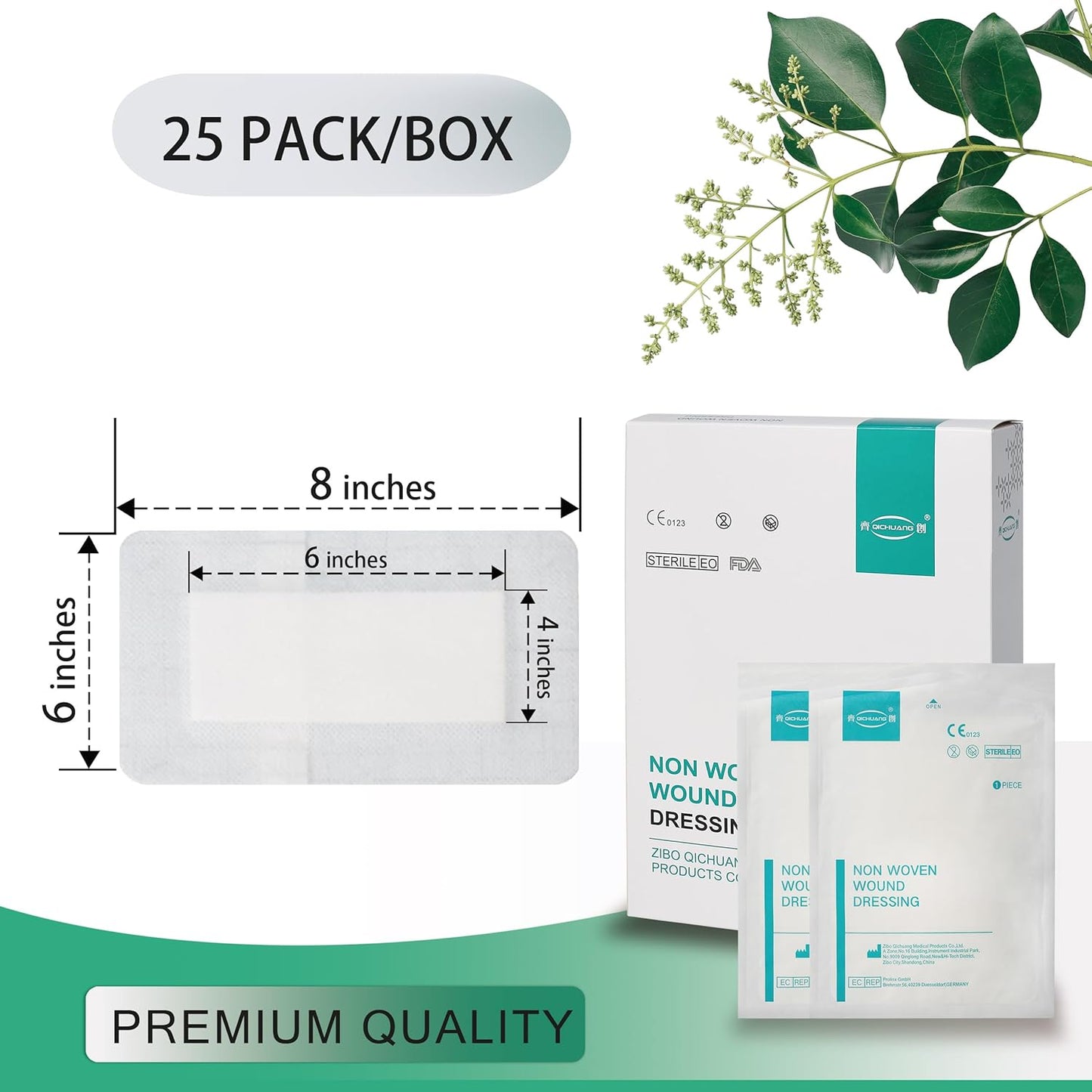6X8 Inches Extra Large Sterile Adhesive Island Wound Dressing Bandages - Non Woven Cover with Bordered Gauze Pads, 25 Individually Pack, High Absorbent, Medical Grade by QICHUANG(6X8 INCHES - C25)