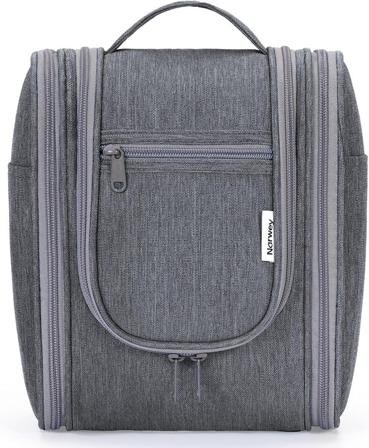 Narwey Small Hanging Toiletry Bag Women Travel Makeup Bag Organizer Toiletries Bag for Travel Size Essentials Accessories Cosmetics (Medium, Grey)