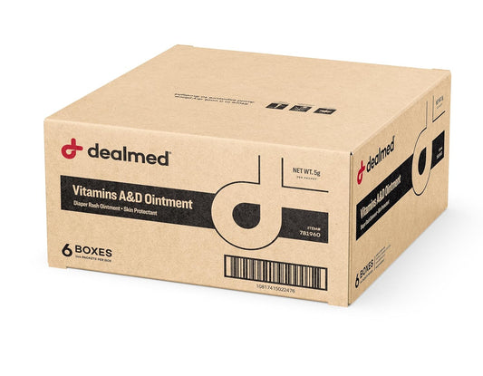 Dealmed A&D Ointment | Diaper Rash Cream for Baby with Vitamins A & D | Moisturizing Skin Protectant | Soothes and Nourishes | Healing Ointment for Dry and Cracked Skin (144 Packets/Box, Case of 6)