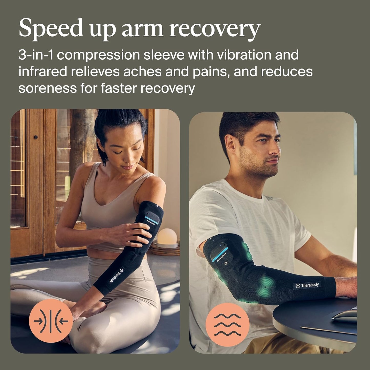Therabody RecoveryPulse Arm - Compression and Vibration Sleeve for On The Go Relief, Reduce Soreness and Pain in Arms, Increase Flexibility (Extra Large)
