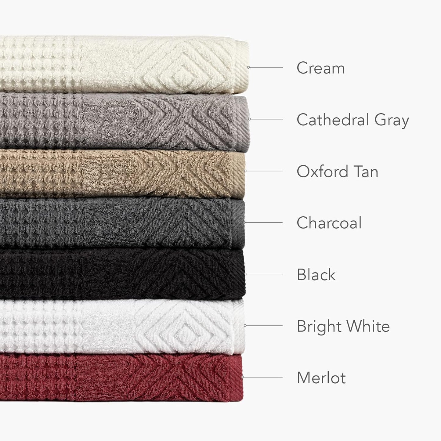 Texere 100% Organic Cotton Diamond Jacquard 700 GSM Luxury Bath Towel Sets - Ultra Soft and Absorbent Hotel and Spa Quality (Diamond, Charcoal, 2 Bath & 2 Hand Towels)