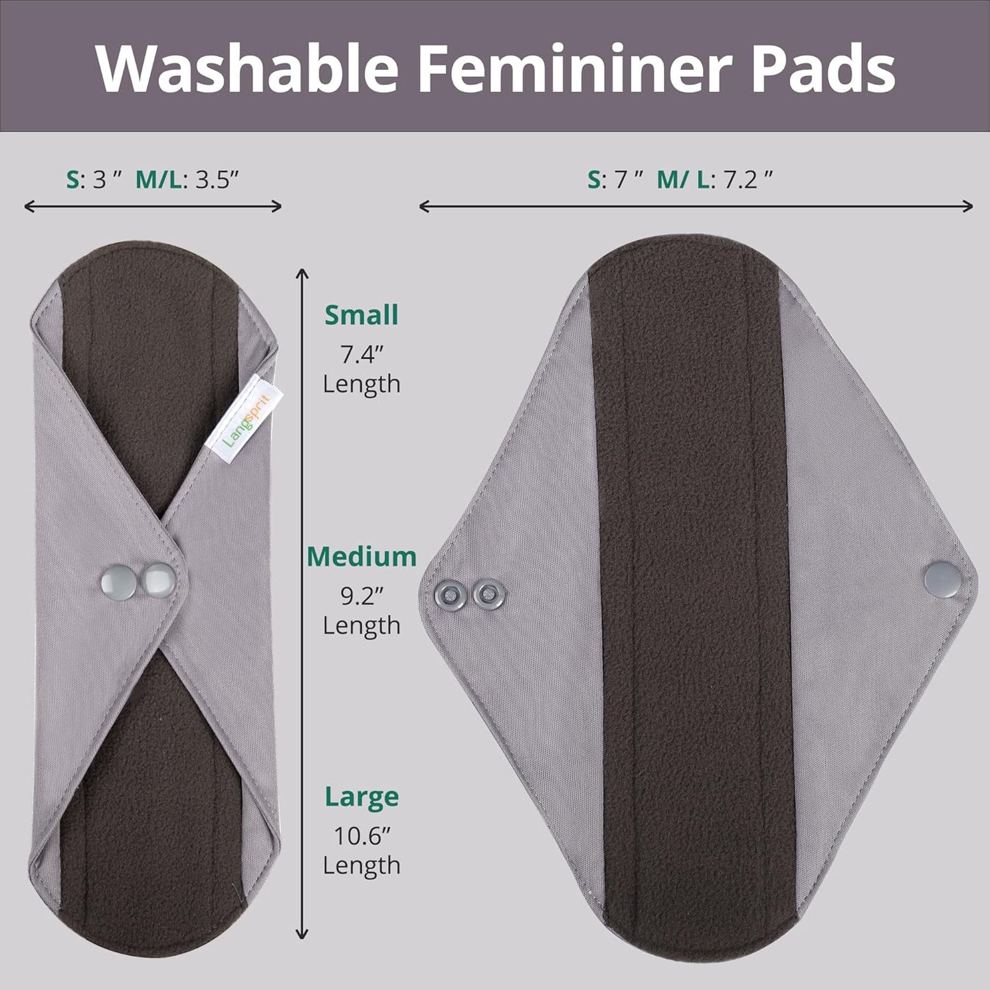 7pcs Set 1 pc Mini Wet Bag +6pcs Absorbent Reusable Sanitary Pads/Washable Cloth Menstrual Pads(Morandi-1,S)