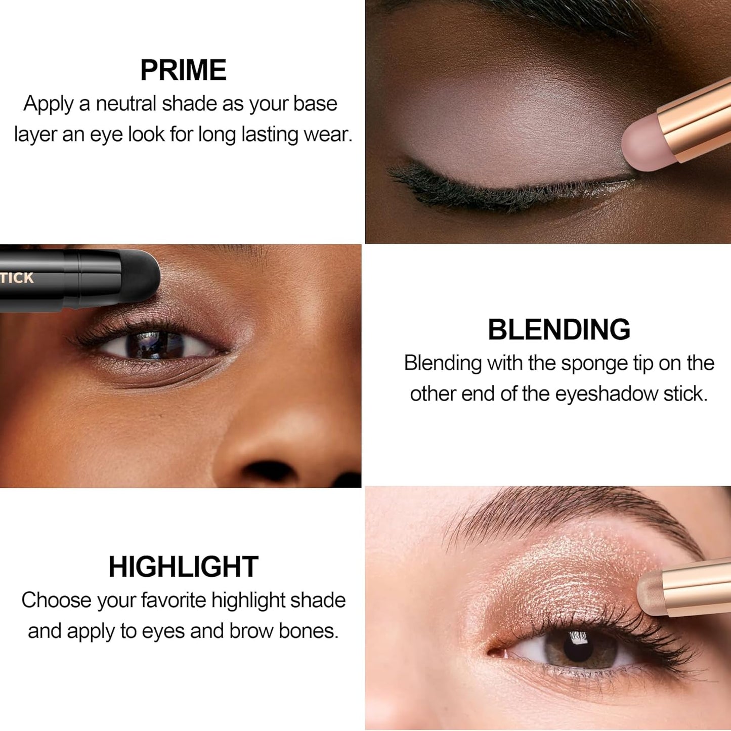 FV Waterproof Eyeshadow Stick Duo,Long-Lasting Cream Eye Shadow Makeup Sets, High Pigmented Eyeshadow Pencil with Matte & Shimmer Finish, Natural Look (Rose & Champagne)