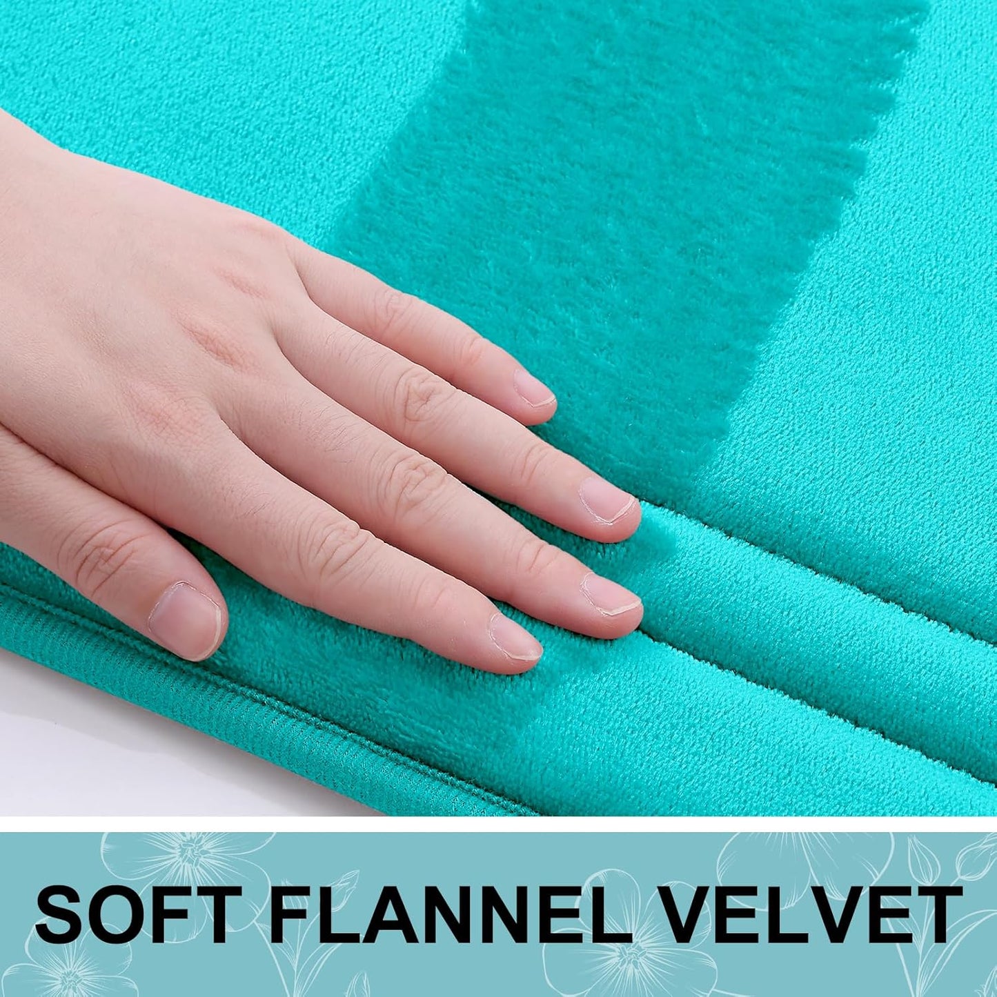 Grandaily Memory Foam Bath Mat Rug 24x16, Ultra Soft, Non-Slip and Absorbent Bathroom Rugs, Machine Wash Dry, Comfortable Bath Carpet for Bathroom Floor, Tub and Shower, Teal