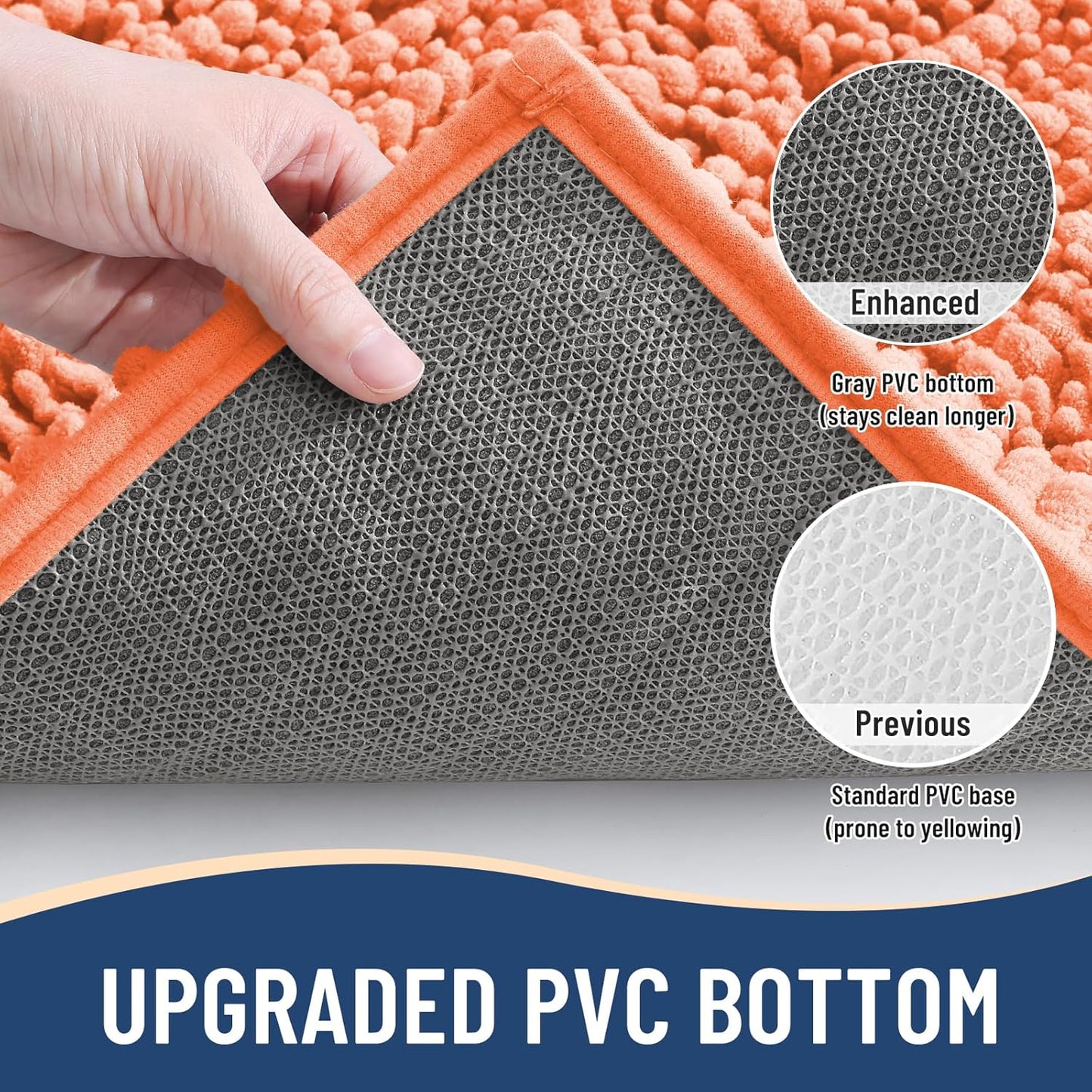 Arotive Luxury Chenille Bathroom Rug Mat, Extra Soft Thick Absorbent Shaggy Bath Rugs, Non-Slip Machine Wash Dry, Plush Bath Mats for Bathroom, Shower and Tub, 60x24, Coral