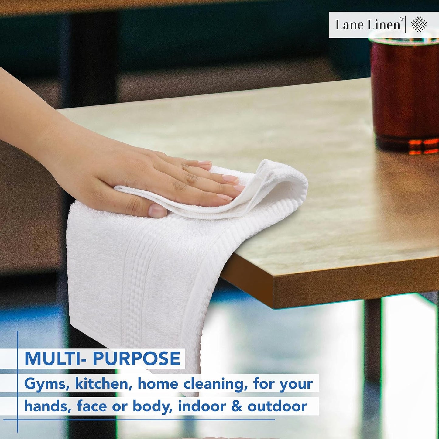 LANE LINEN 12 PC Wash Cloths Bathroom Set -100% Cotton Highly Absorbent Washcloths Bulk, Premium Spa & Hotel Quality Wash Clothes -White