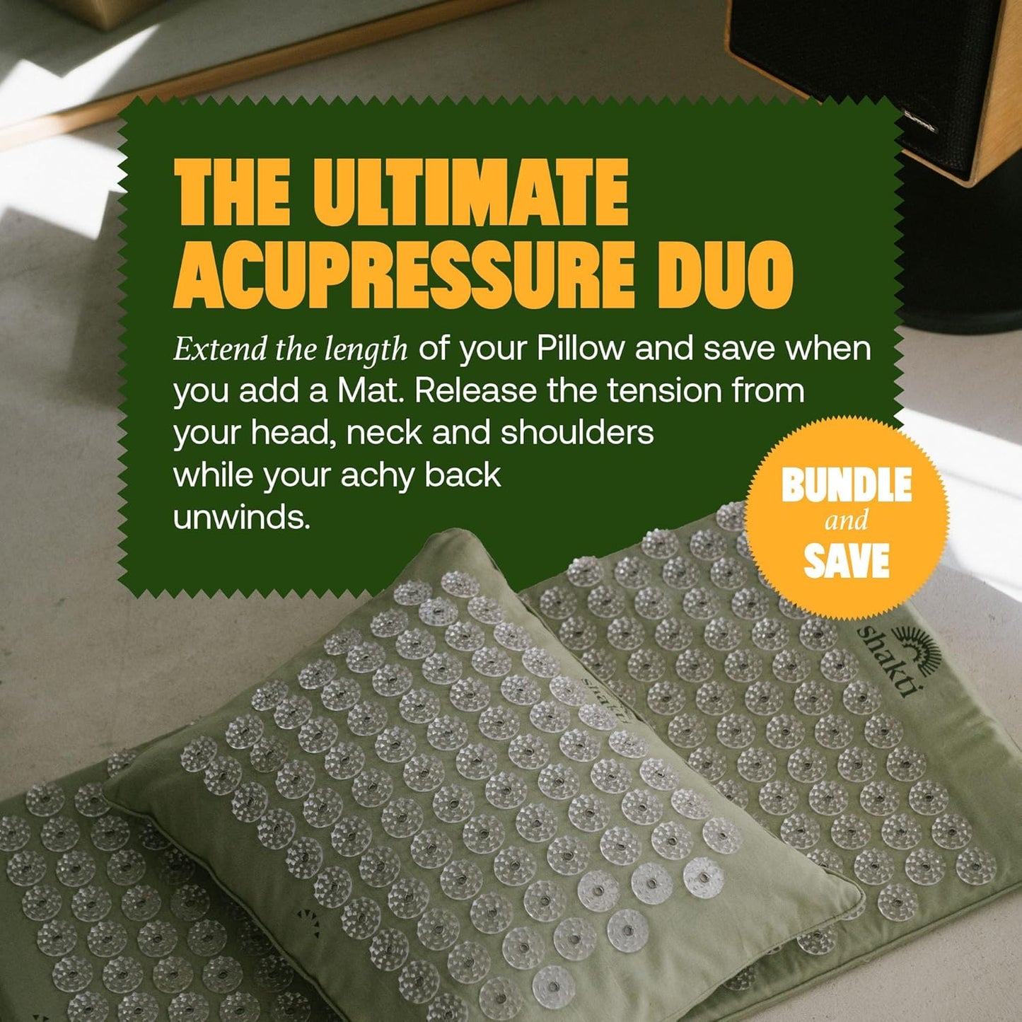 ShaktiMat Premium Acupressure Pillow, Original Intensity in Tulsi, Massage Muscles, Aid Sleep & Unlock Inner Tension | Similar to Acupuncture, No Needles Required