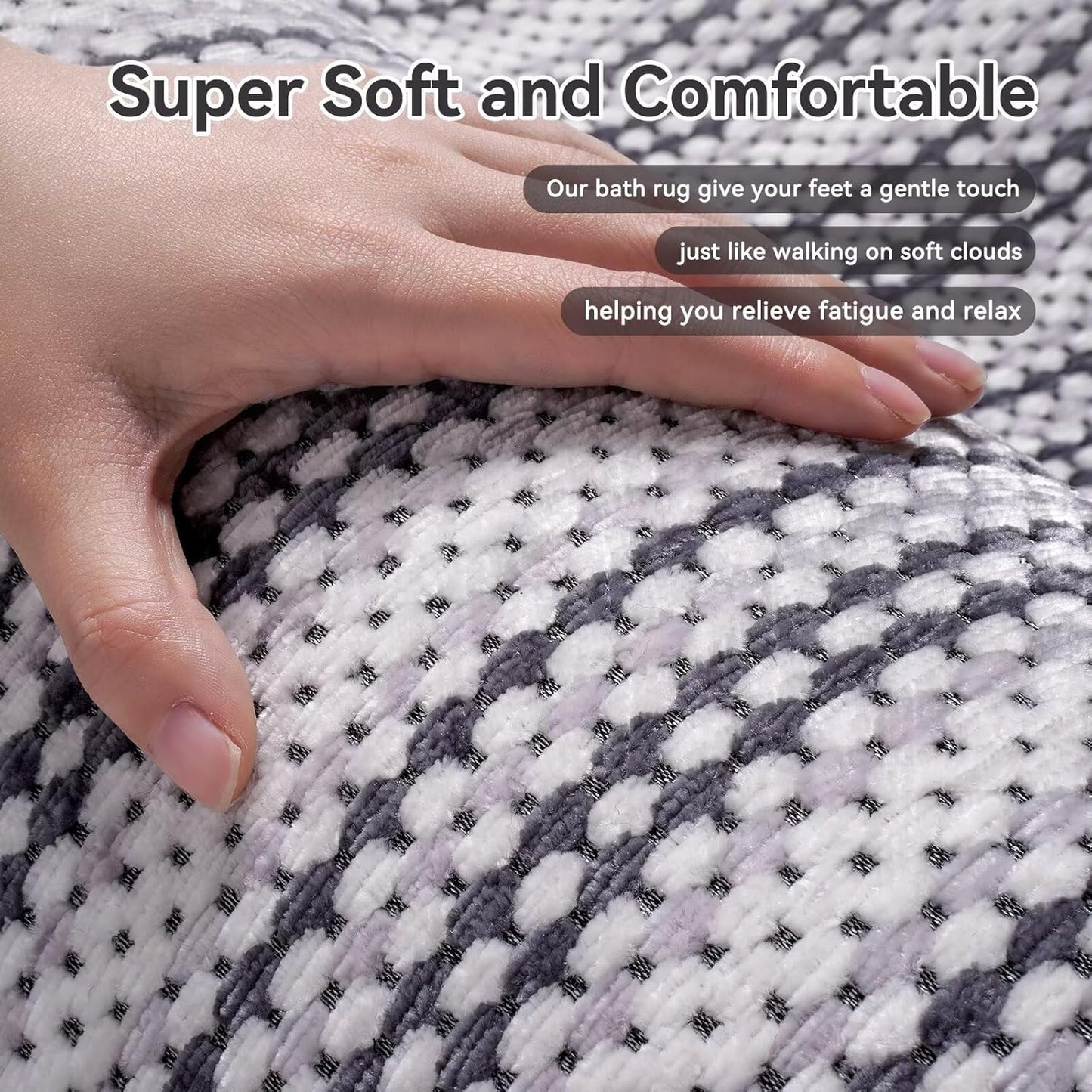 Soft Chenille Bath Mat Super Absorbent Bathroom Mat Quick Dry- Rubber Backed Bath Mats for Bathroom Floor Non Slip-Machine Washable Bathroom Rugs Front of Bathtub,Shower Room Grey 16x24