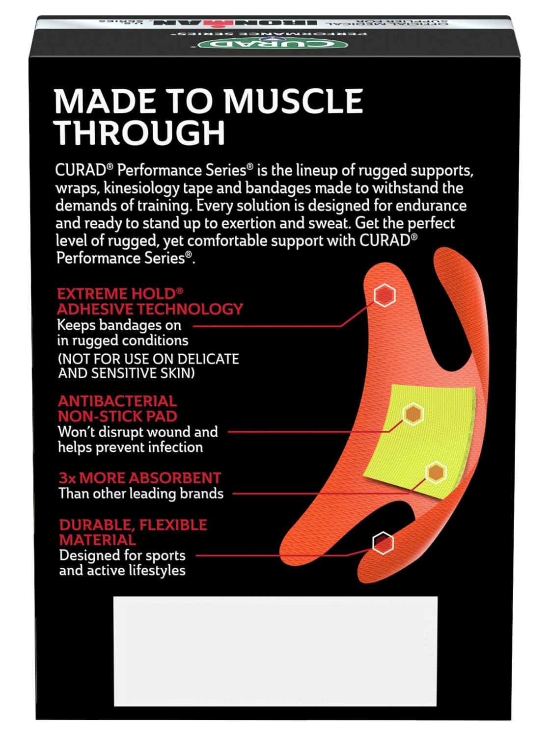 CURAD Performance Series IRONMAN Antibacterial Bandages, Extreme Hold Adhesive Technology, Finger & Knuckle Bandages, Flexible Fabric, Variety Pack with Assorted Sizes & Colors, ( Pack of 3)