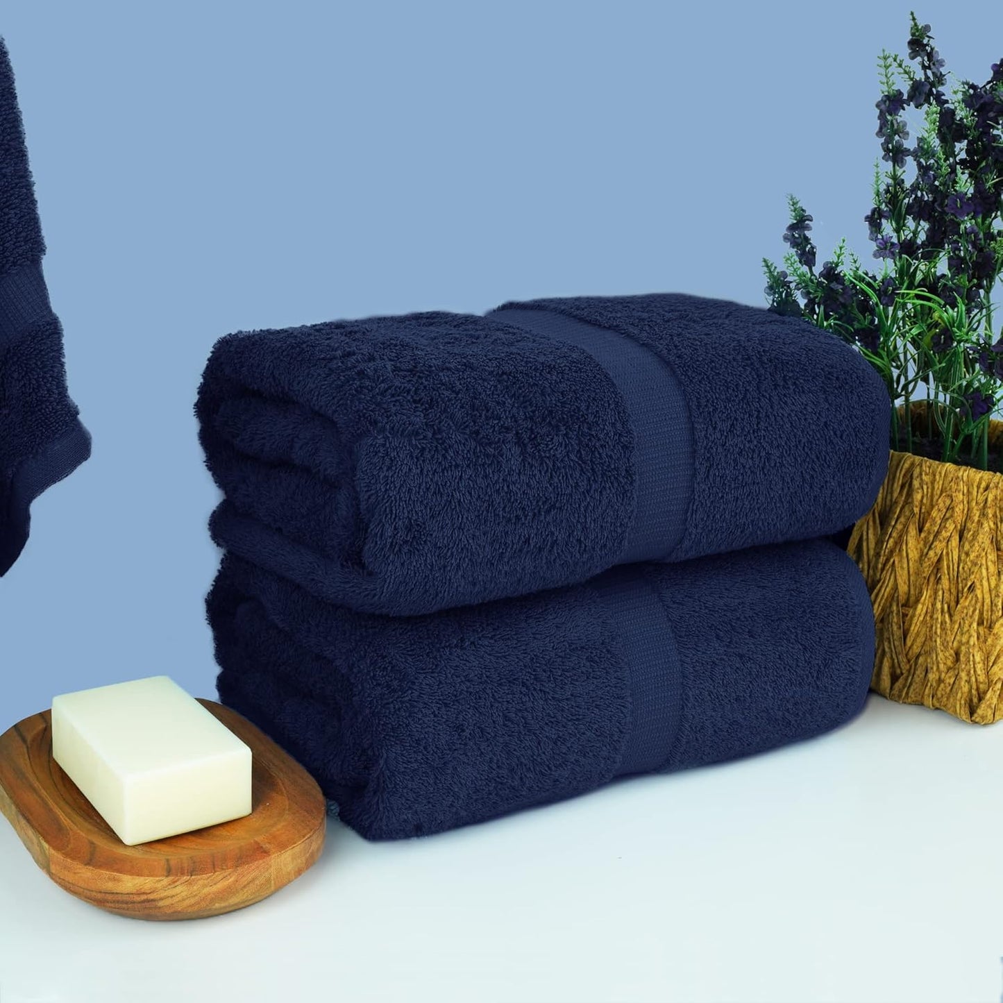 Chakir Turkish Linens, 100% Cotton Premium Quality Turkish Bath Sheets (35''x70'' Large Bath Sheet Towels - Navy)