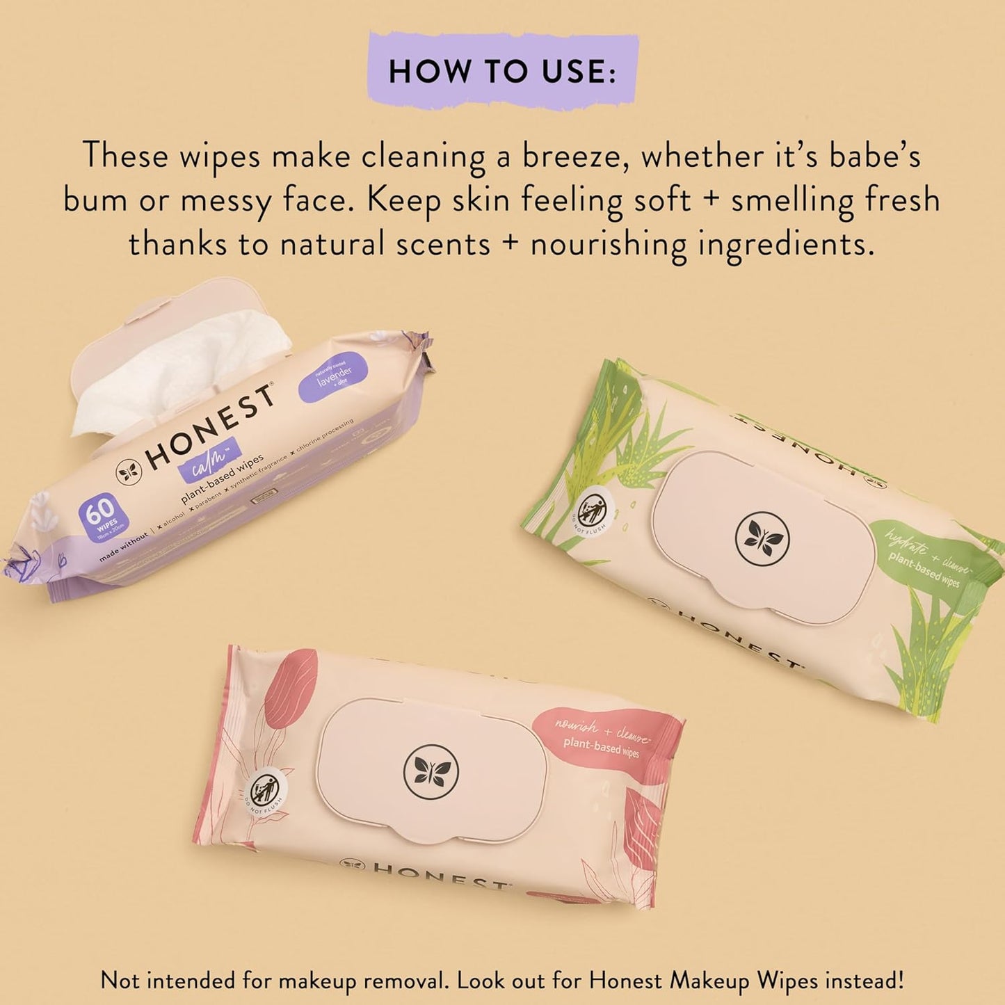 The Honest Company Hydrate and Cleanse Naturally Scented Wipes Cleansing Multi-Tasking Wipes 99% Water Plant Based Hypoallergenic Aloe and Cucumber 60 Count