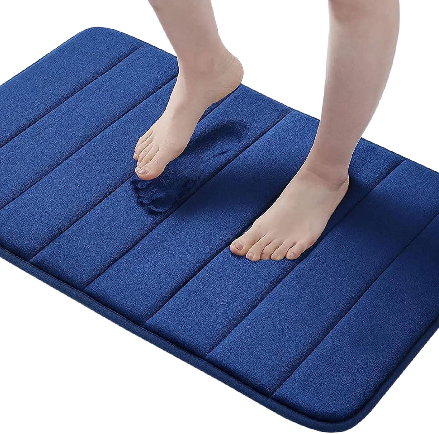 Buganda Memory Foam Bath Mat, 24" x 16", Ultra Soft and Non-Slip Bathroom Rugs, Water Absorbent and Machine Washable Bath Rug for Bathroom, Shower, and Tub, Navy Blue
