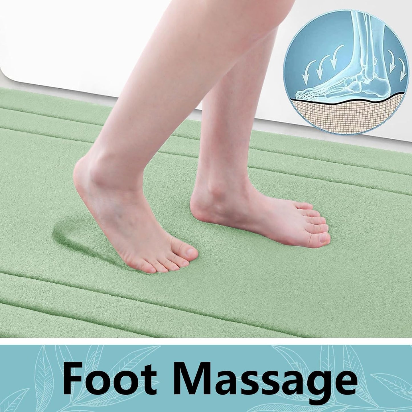 Arotive Memory Foam Bathroom Rug Mat 24x16, Ultra Soft and Absorbent Bath Mat, Machine Wash Dry, Comfortable Bath Rug Carpet for Bathroom Floor, Tub and Shower, Sage Green