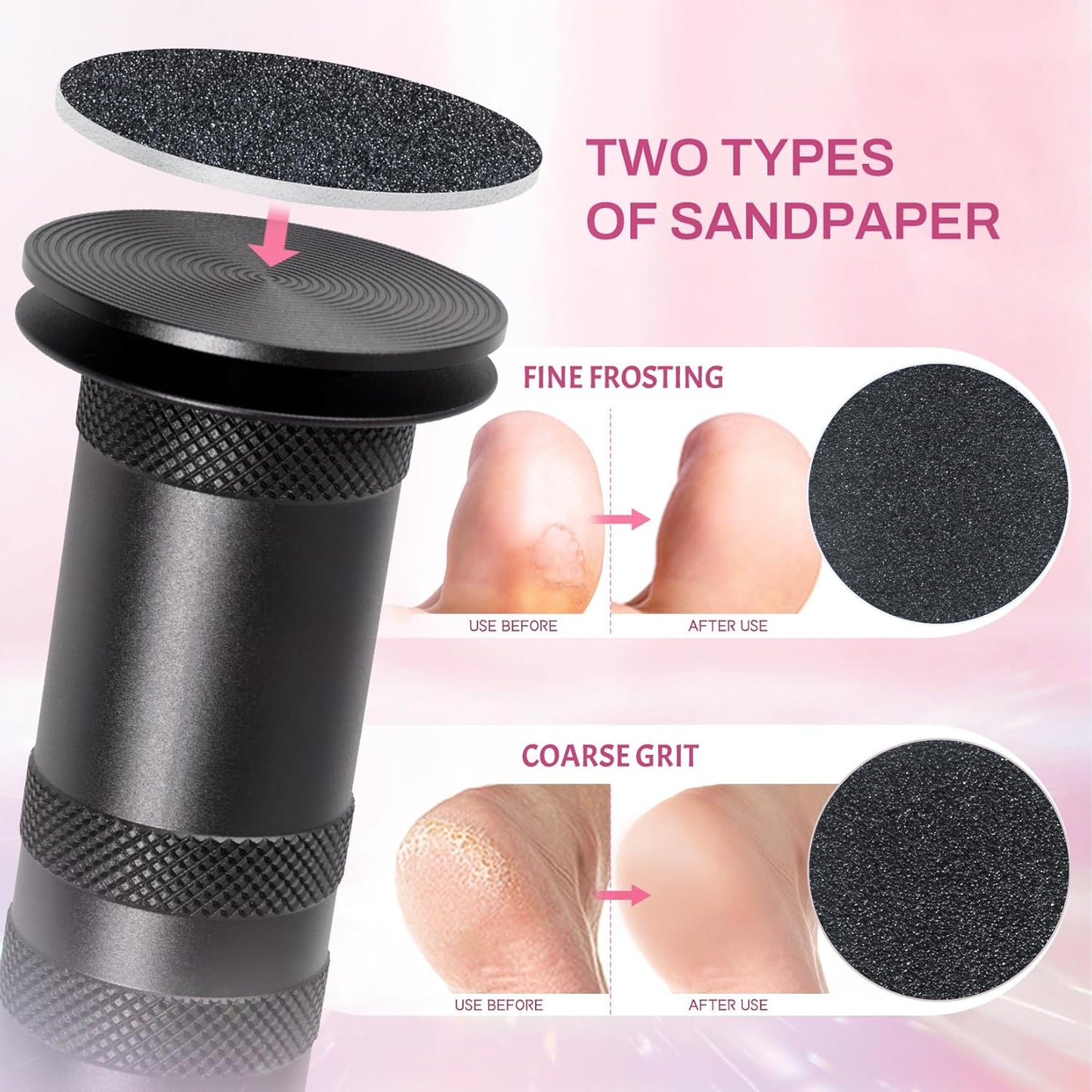 krofaue Electric Foot Callus Remover for Women - 1200rpm Electric Foot File Callus Remover with Anti-Slip Stripes, 60pcs Sandpaper Discs Adjustable Speed Foot Sander for Dead Skin Womens(Black)