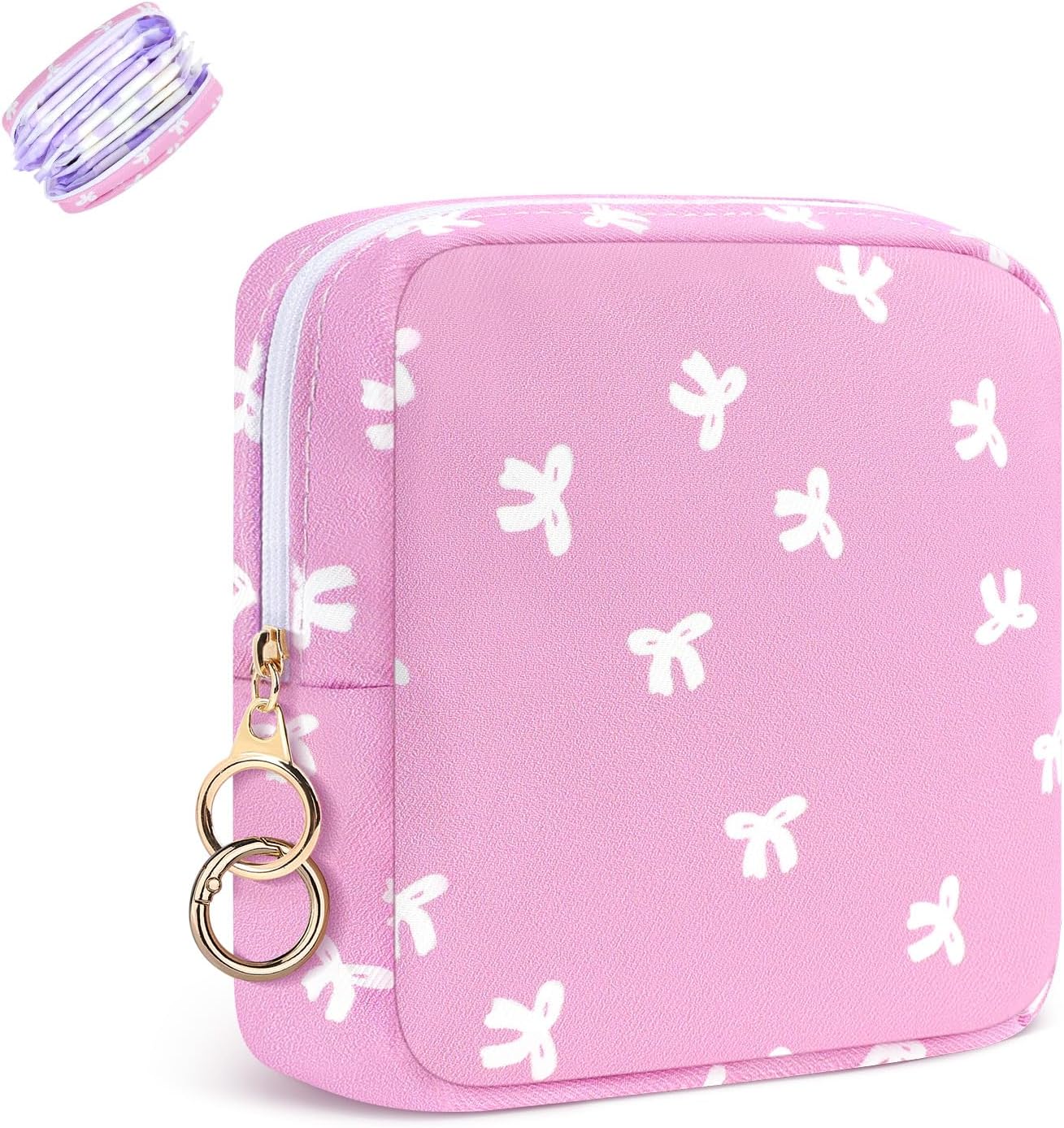 Period Bag for Teen Girls, Canvas Sanitary Napkin Storage Bag with Zipper, Portable Menstrual Pad Bag Tampon Holder for Purse