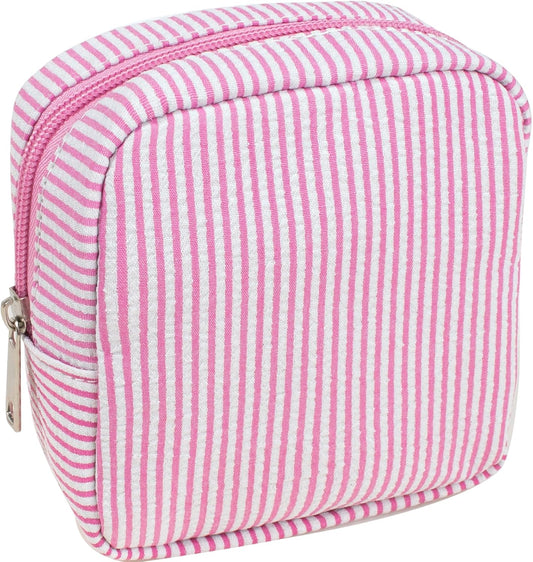 Mini Makeup Bag, Small Makeup Pouches for Purse Cute Cosmetics Bag Pouch with Slip-in Pockets Small Travel Toiletry Bag Makeup Storage Bag Lipstick Organizer Purse Essentials (Mini Pink)