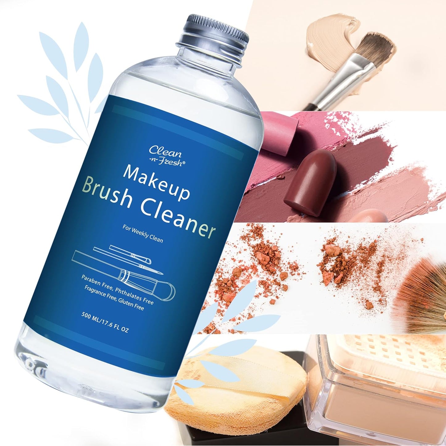 17.6 FL OZ Makeup Brush Cleaner for Brushes, Sponge and Puff,Deep Cleaning Washing Cleanser Shampoo