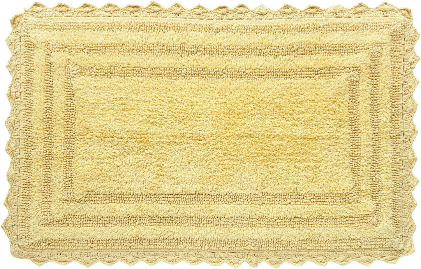 RAJRANG Bath Rug for Bathroom Kitchen Spa with Crochet Pattern Cotton Absorbent Soft Reversible Woven Bath Mat Pale Banana Rectangle 34x21 Inches