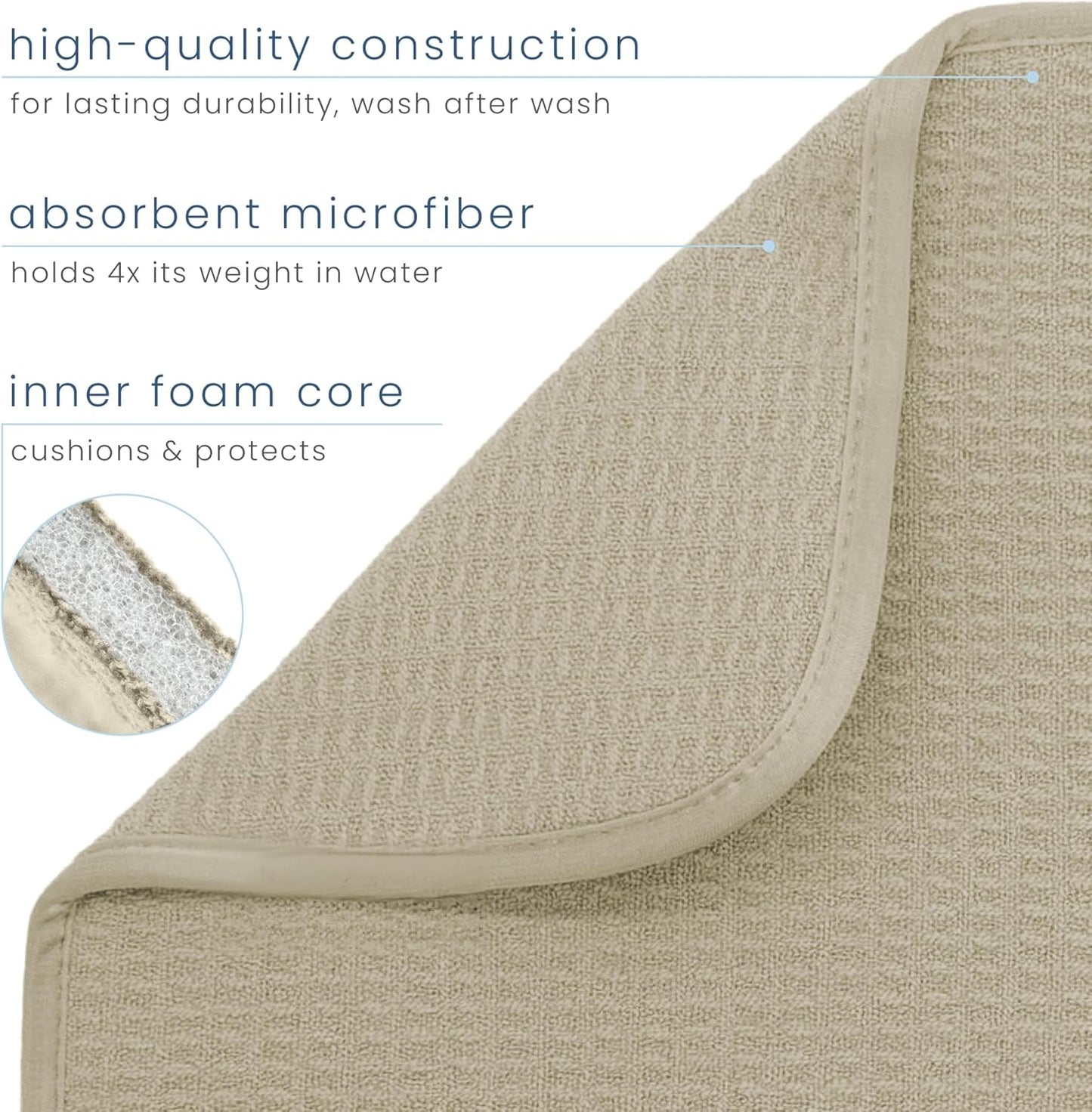 S&T INC. Dish Drying Mat XL, 18” x 24”, Absorbent Microfiber Kitchen Counter Mat, Dish Drying Pad for Dishes, Utensils, Pots and Pans, Extra Large, Pure Cashmere