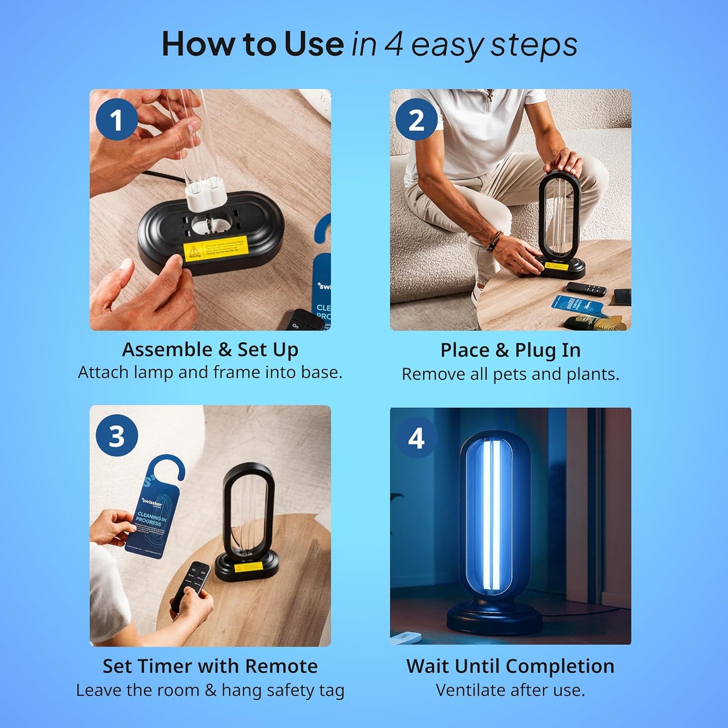 Swissklip HaloUV, Mold Remover, Home Disinfection Device, Dust Mites Remover, UV Light Sanitizer, Ultraviolet Sanitizer for Home, Room & Kitchen, Ultraviolet Light with 4 Speed Timings