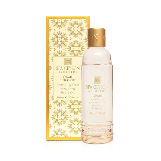 SPA CEYLON Virgin Coconut Nourish & Treat 50% Rich Body Oil | 100% Pure and Natural | Organic Virgin Coconut Oil | Soften & Smooth | Cold Pressed| 100ml