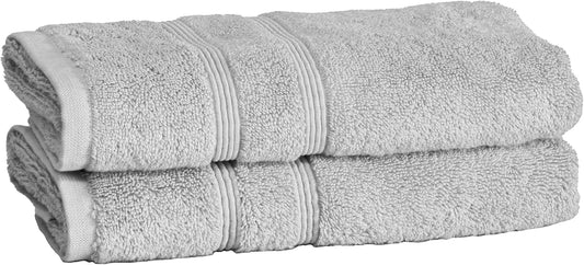 Mosobam Luxury Turkish Set of 2 Hand Towels 16X30 Light Grey (Gray) 700 GSM Bamboo Viscose & Aegean Turkish Combed Cotton