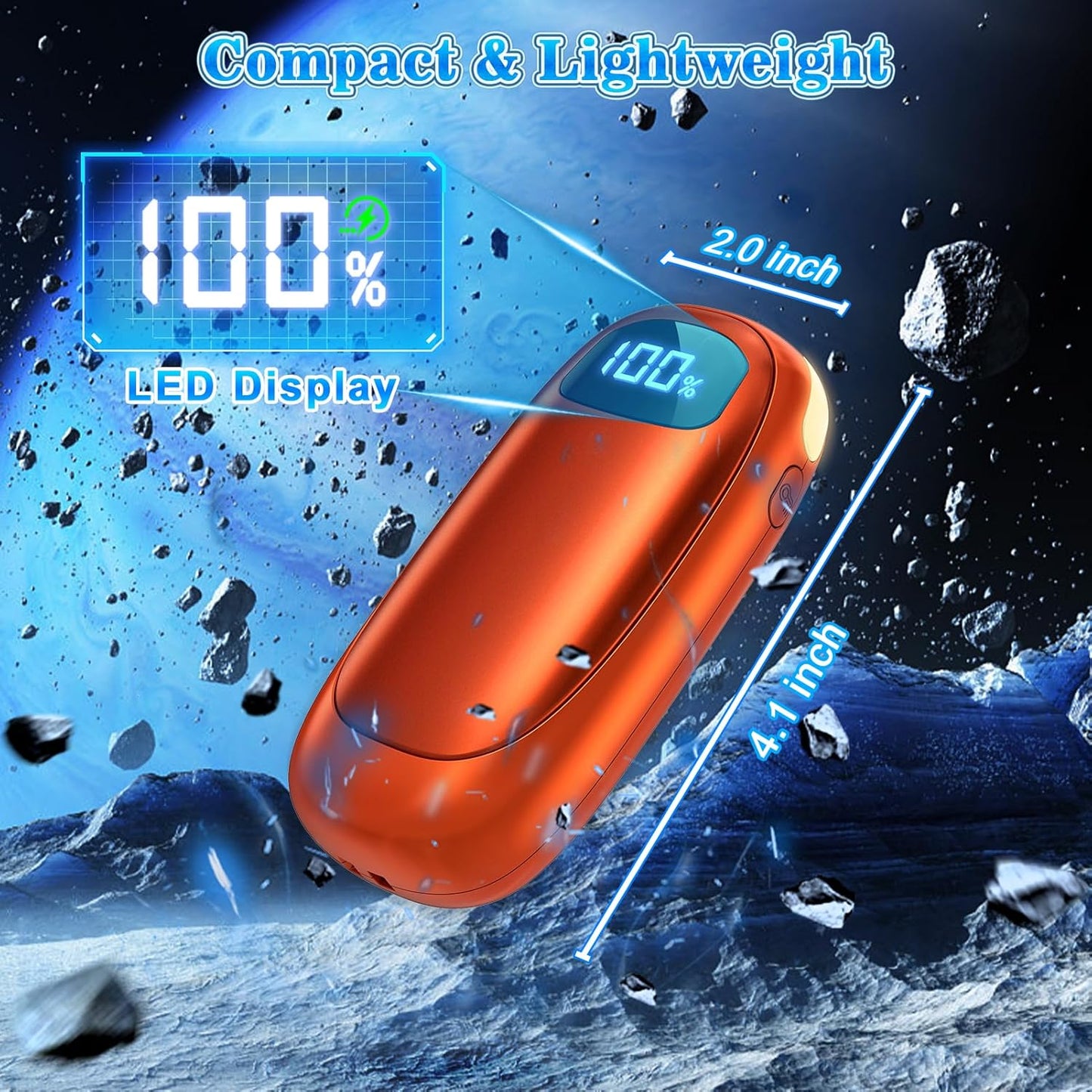 Hand Warmers Rechargeable 2 Pack, Electric Dual-Sided Heating with LED Display & Flashlight, Max 127℉, 13Hrs Long Lasting Pocket Heater for Raynauds, Golf, Hunting Essentials, Gifts for Men Women