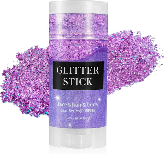 Mysense Purple Body Glitter Stick,Singer Concert Outfit Face Glitter Makeup for Women,Hair Glitter Gel for Kids,Festival Rave Pride Accessories,Mermaid Sequins Chunky Glitter Face Paint,0.56oz